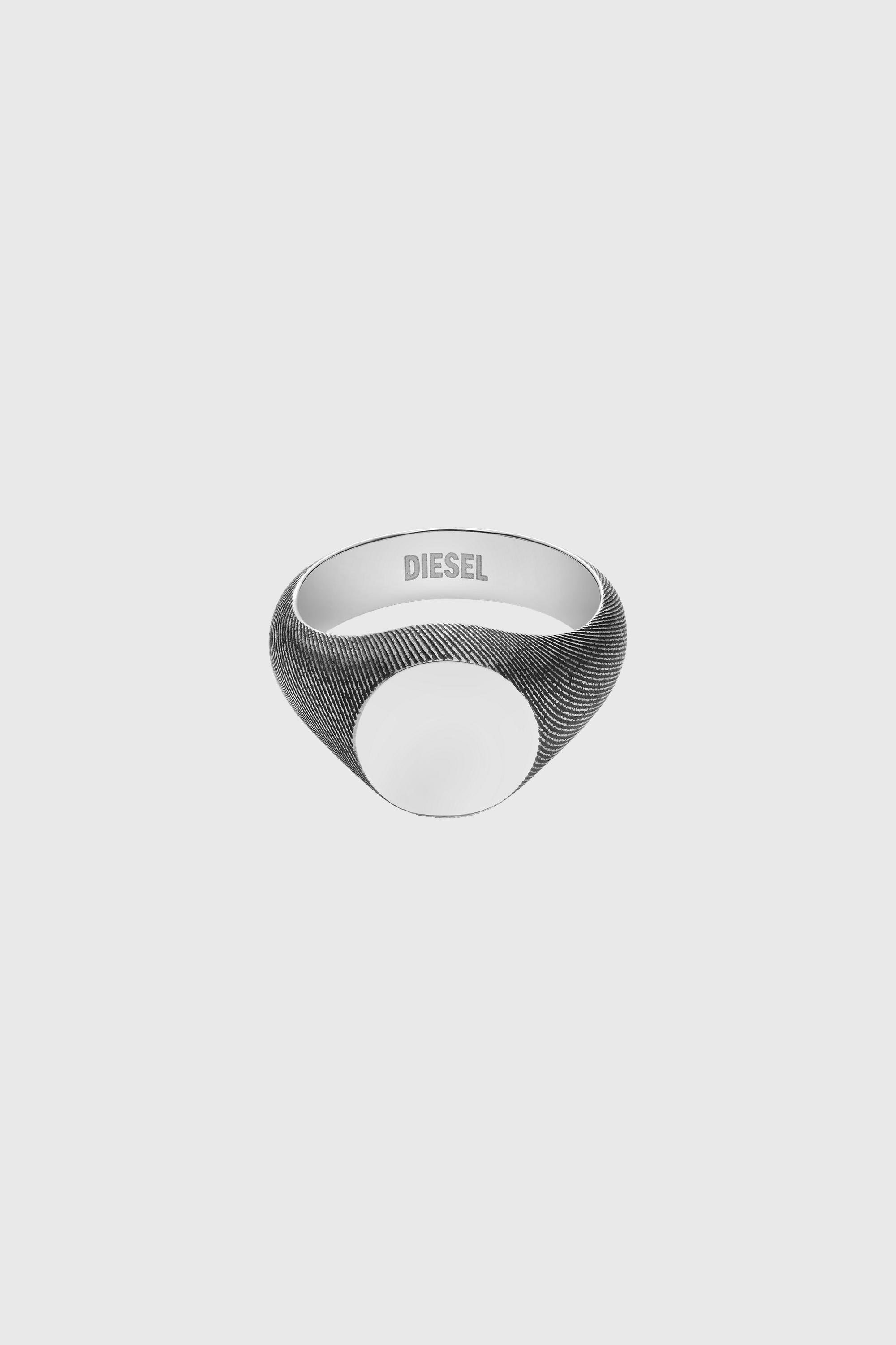 Diesel - DX1736040, Unisex Siegelring aus Edelstahl mit Denim-Textur in Silber - 2