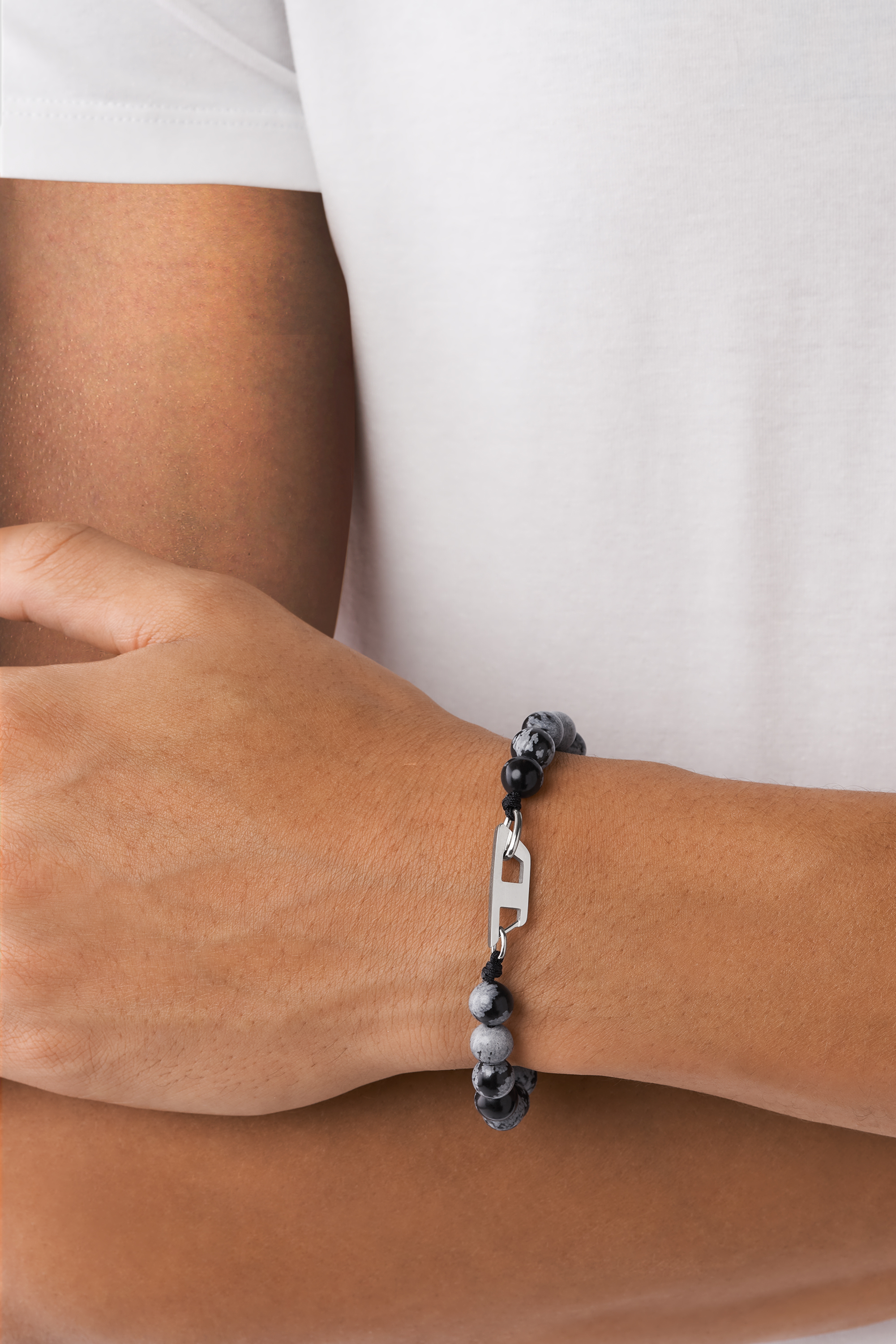 Diesel - DX1340, Unisex Mehrfarbiges Perlenarmband in Schwarz/Grau - 3