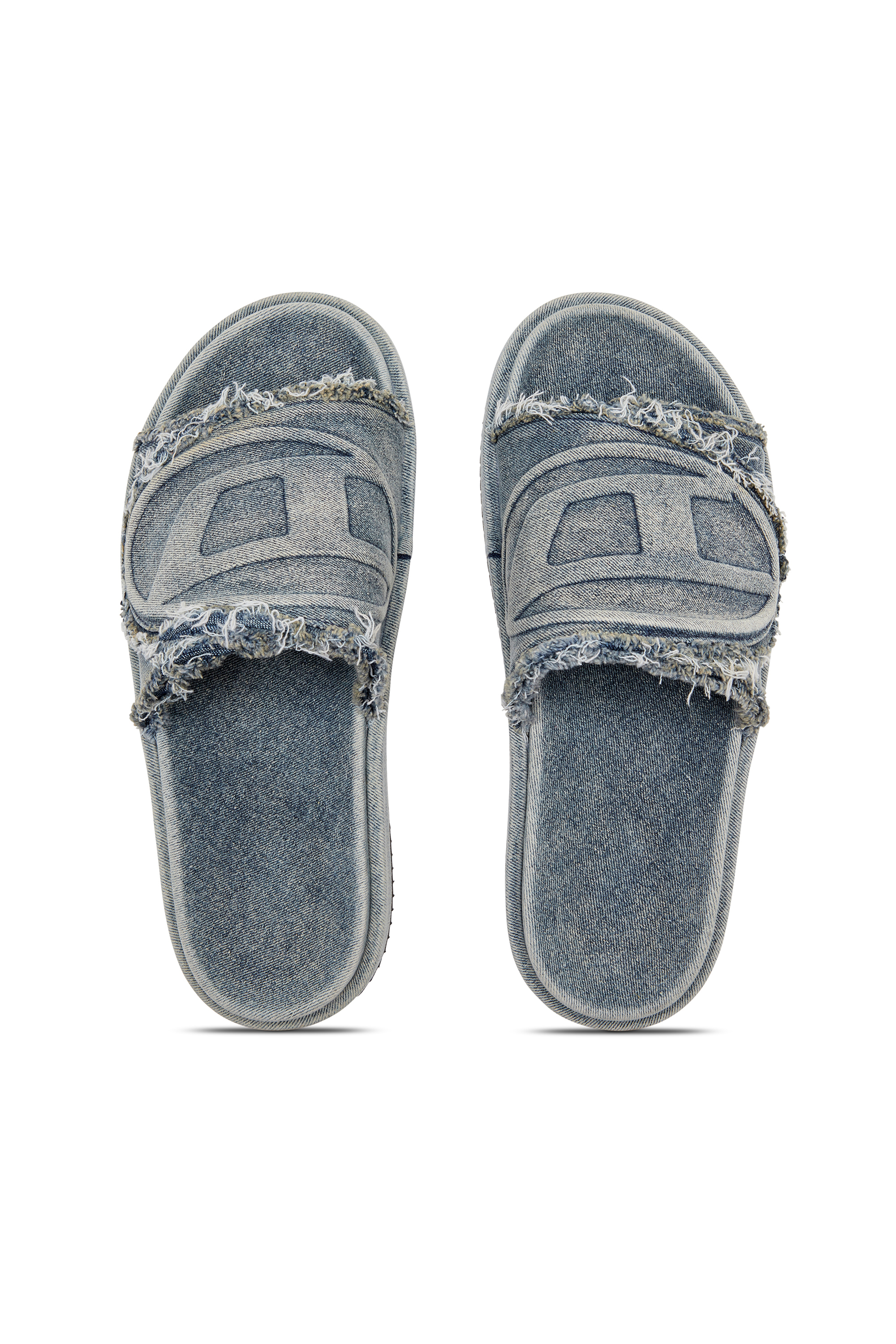 Diesel - SA-SLIDE D OVAL, Unisex Sa-Slide D-Slides aus vielgetragenem Denim in Hellblau - 4