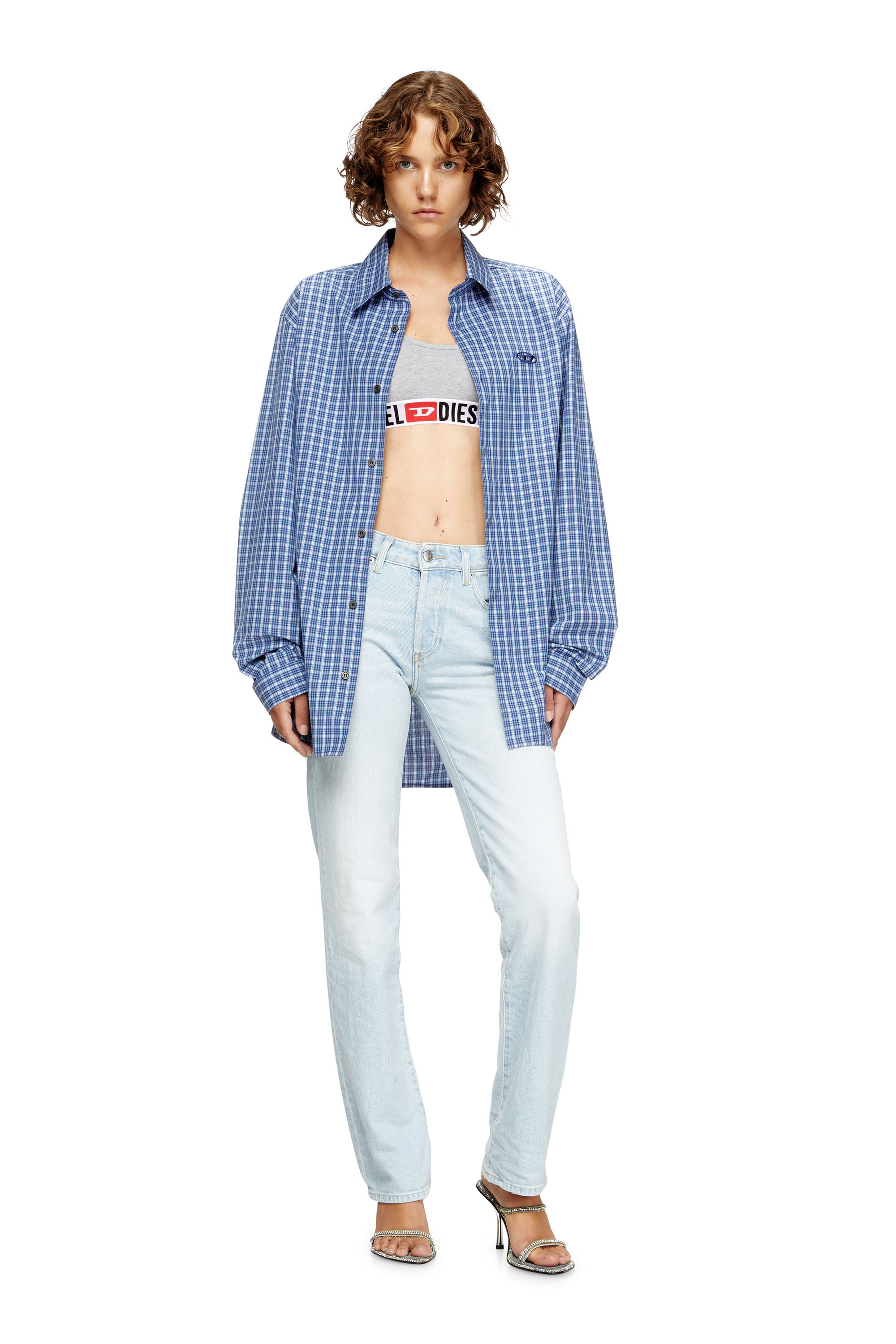 Diesel - UFSB-ORIBA, Damen Bralette mit Logoband in Grau - 4