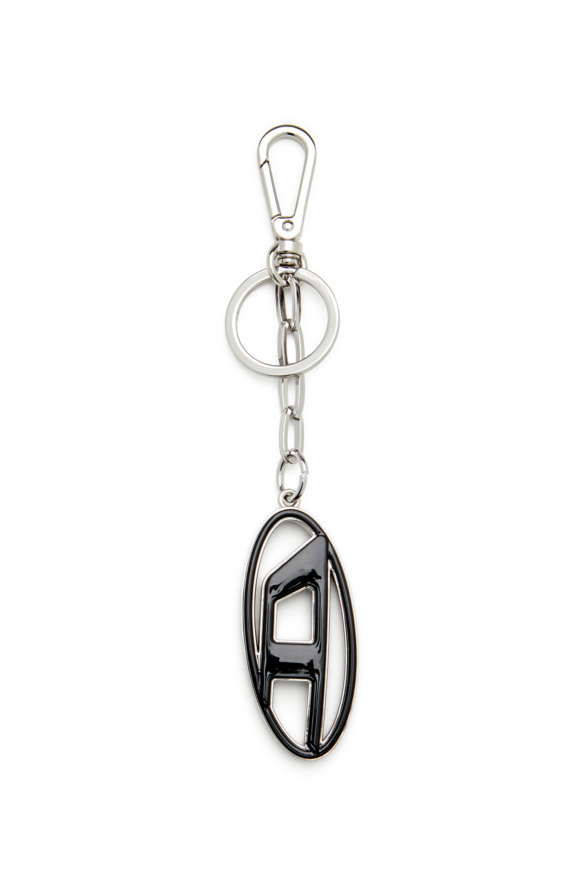 Diesel - CAGE-D LAYER, Herren Oval D-Schlüsselring aus Metall und Harz in Schwarz/Silber - 2