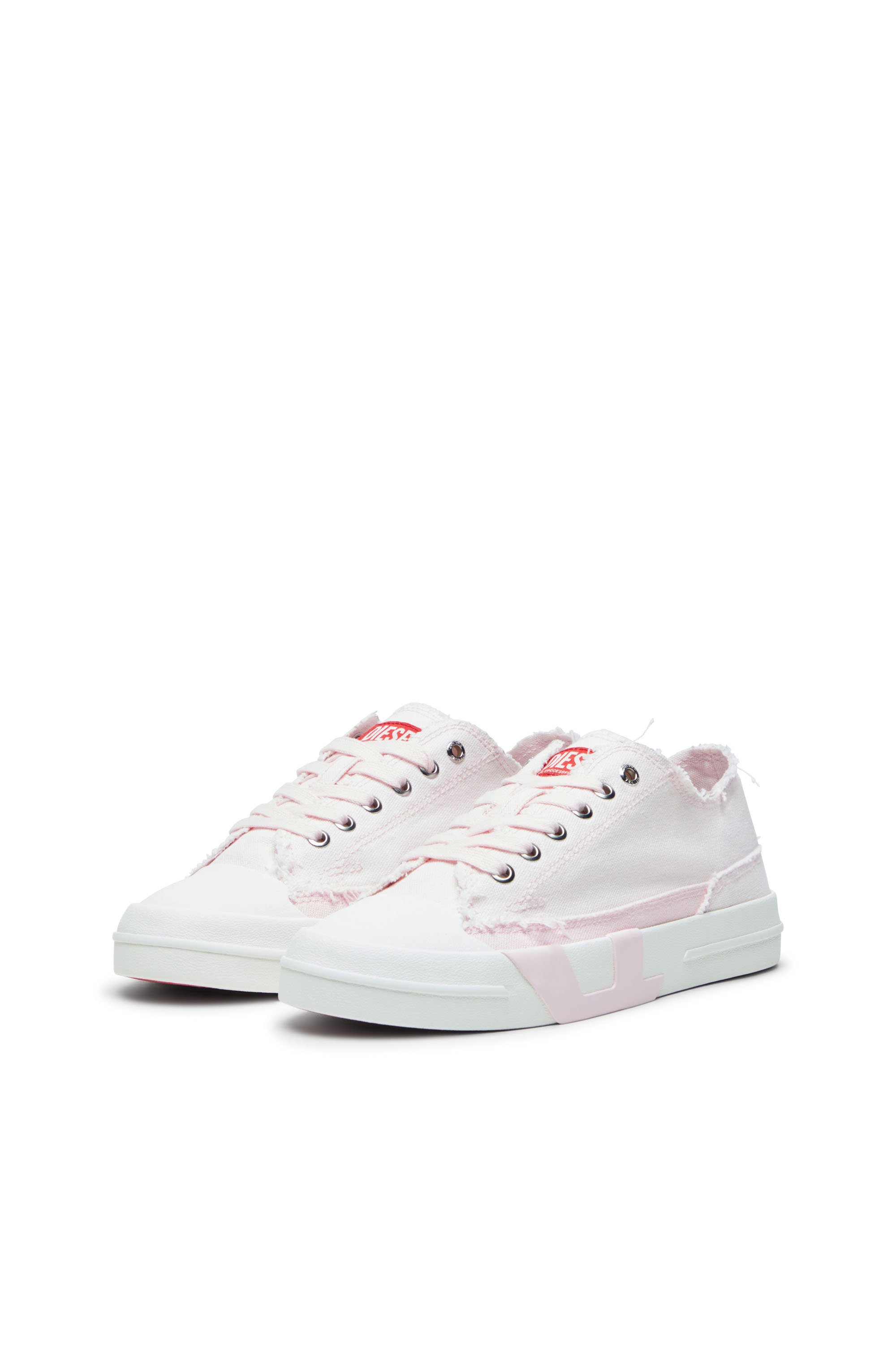 Diesel - S-D-VERSE LOW W, Damen S-D-Verse-Sneakers aus ausgefranstem Canvas in Rosa/Weiss - 8