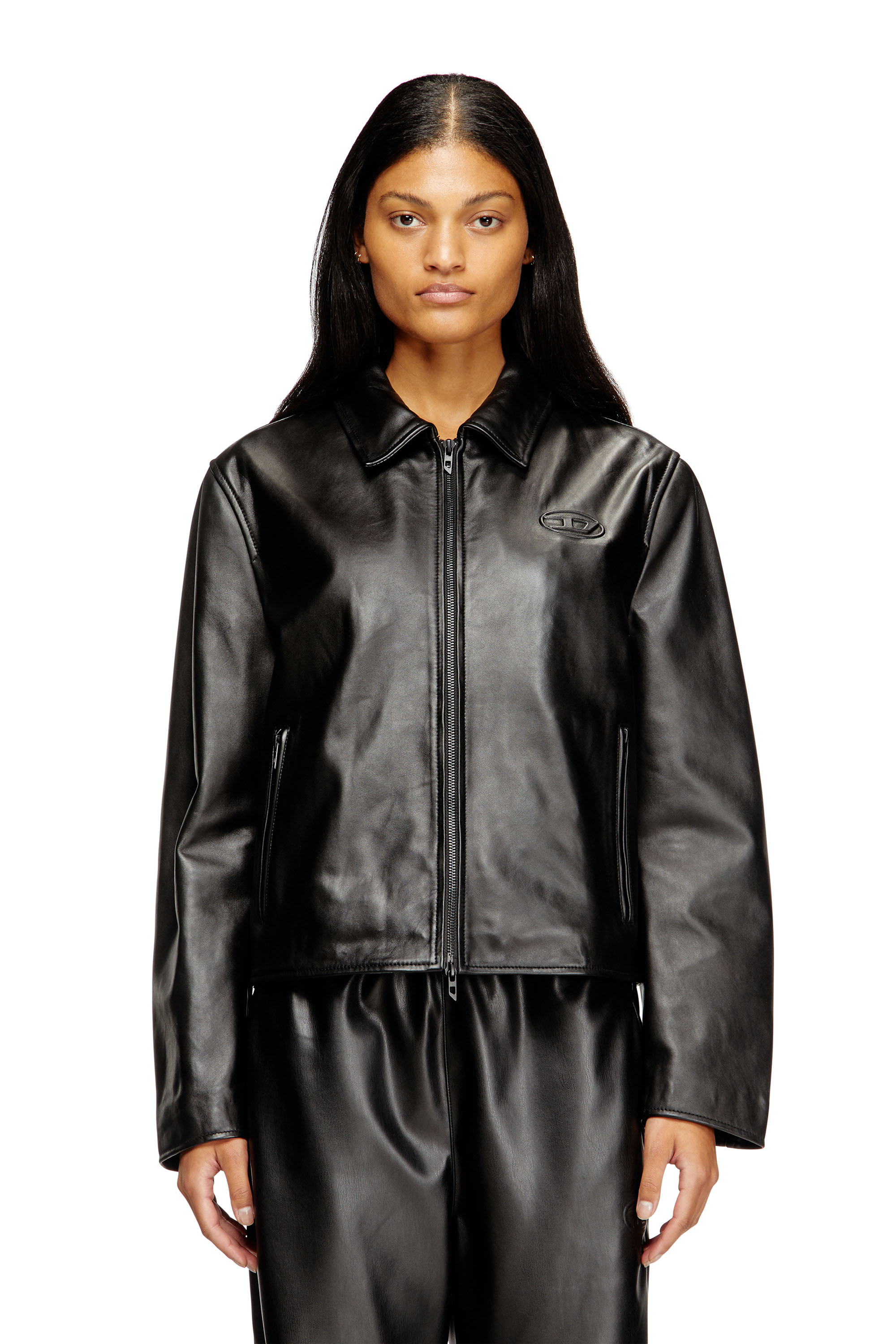 Diesel - L-AMAR-FEM-S2, Damen Coachjacke aus Leder in Schwarz - 1
