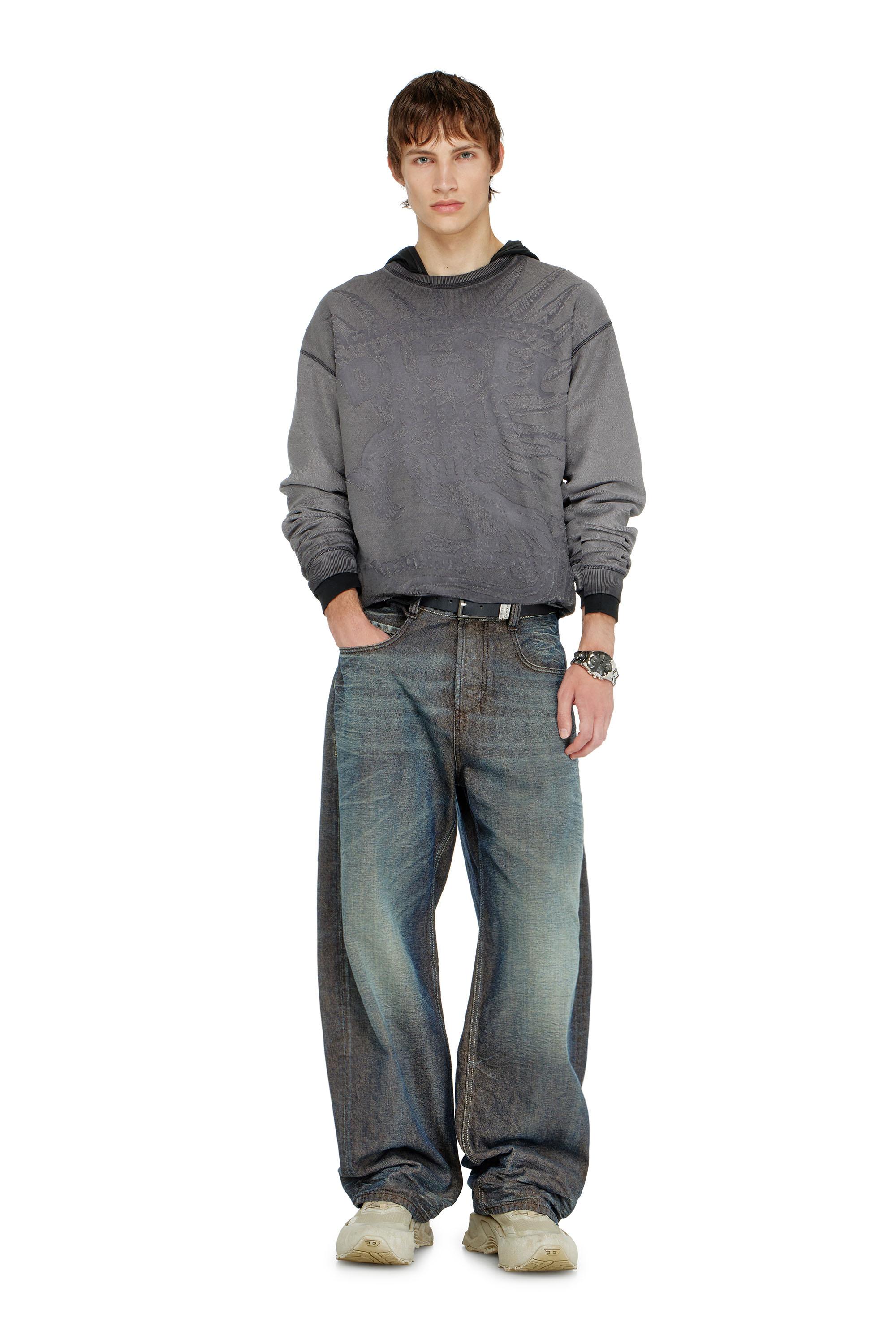 Diesel - S-ARON-RAW, Herren Sweatshirt mit d&eacute;vor&eacute;-Print in null - 2