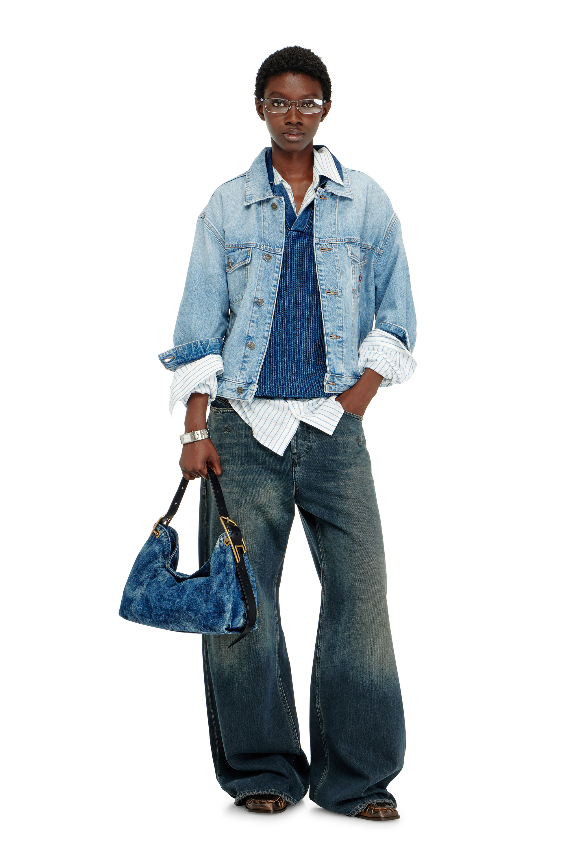Diesel - D-RANGER, Unisex Trucker-Jacke aus denim in Hellblau - 2