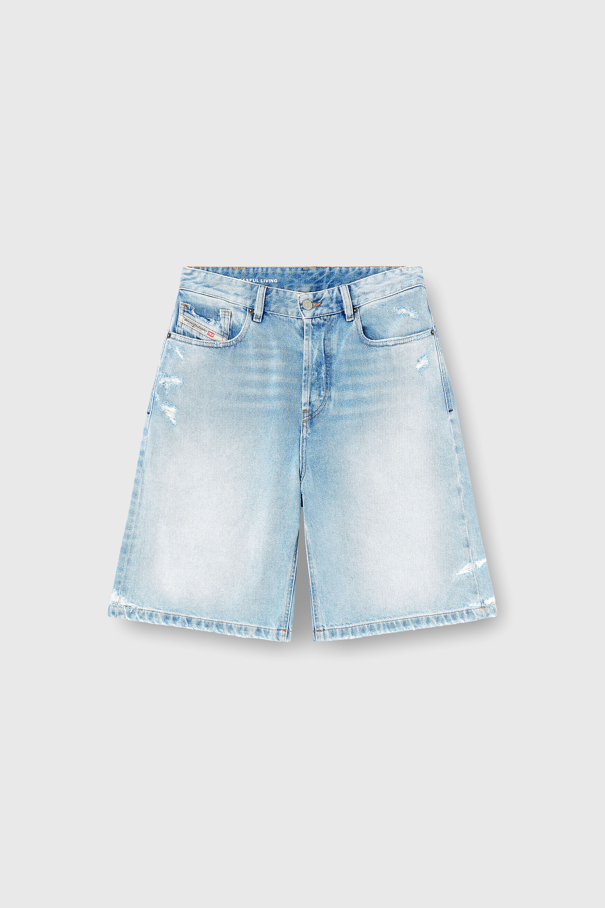 Diesel - DE-SIRE-SHORT, Damen Shorts aus Destroyed-Denim in Hellblau - 2