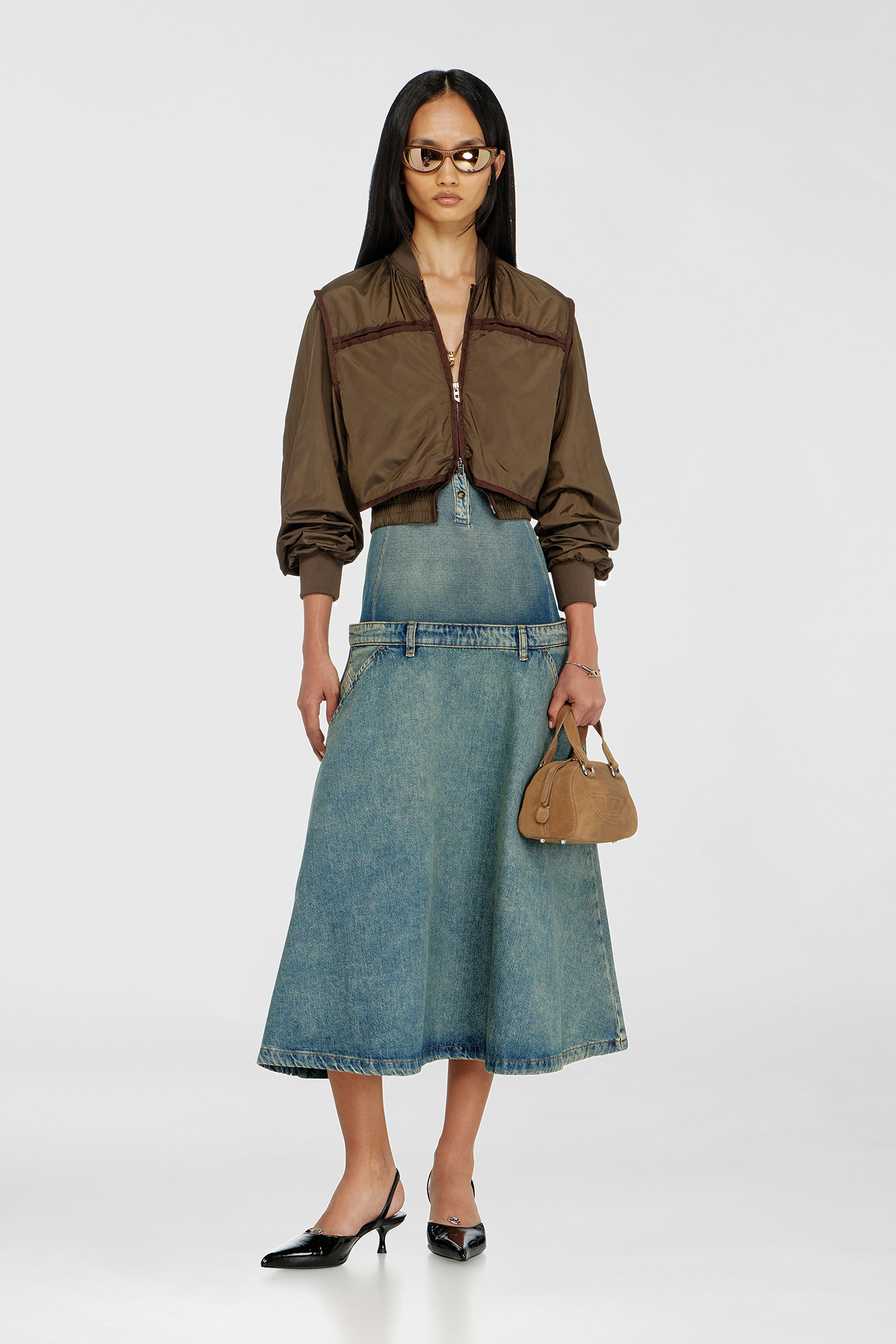 Diesel - G-OTHAM, Damen Nylonjacke mit tonalem Tape in Braun - 2