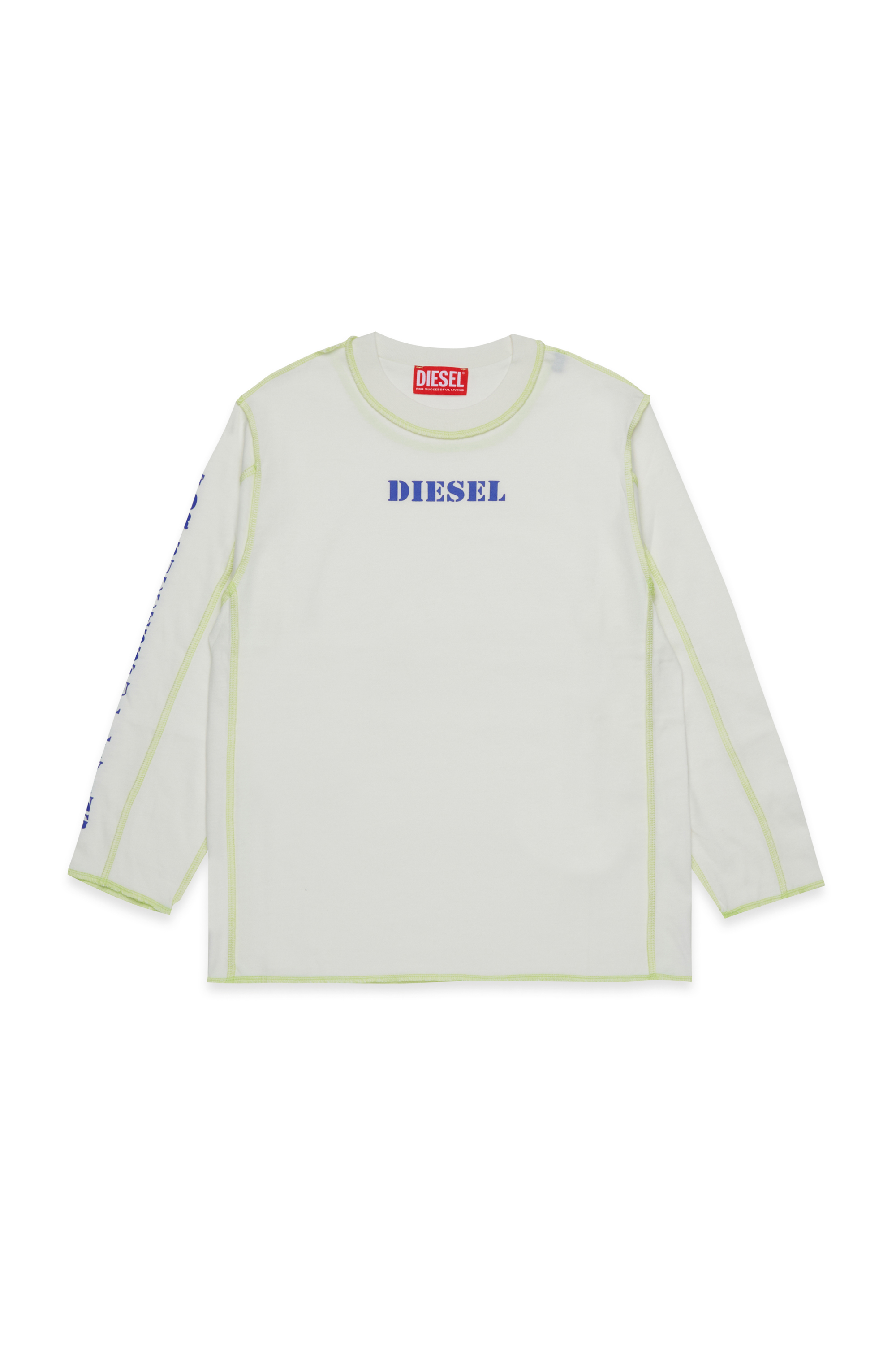 Diesel - TCRAORLS OVER, Herren Baumwoll-T-Shirts mit kontrastierenden Nähten in Weiß - 1