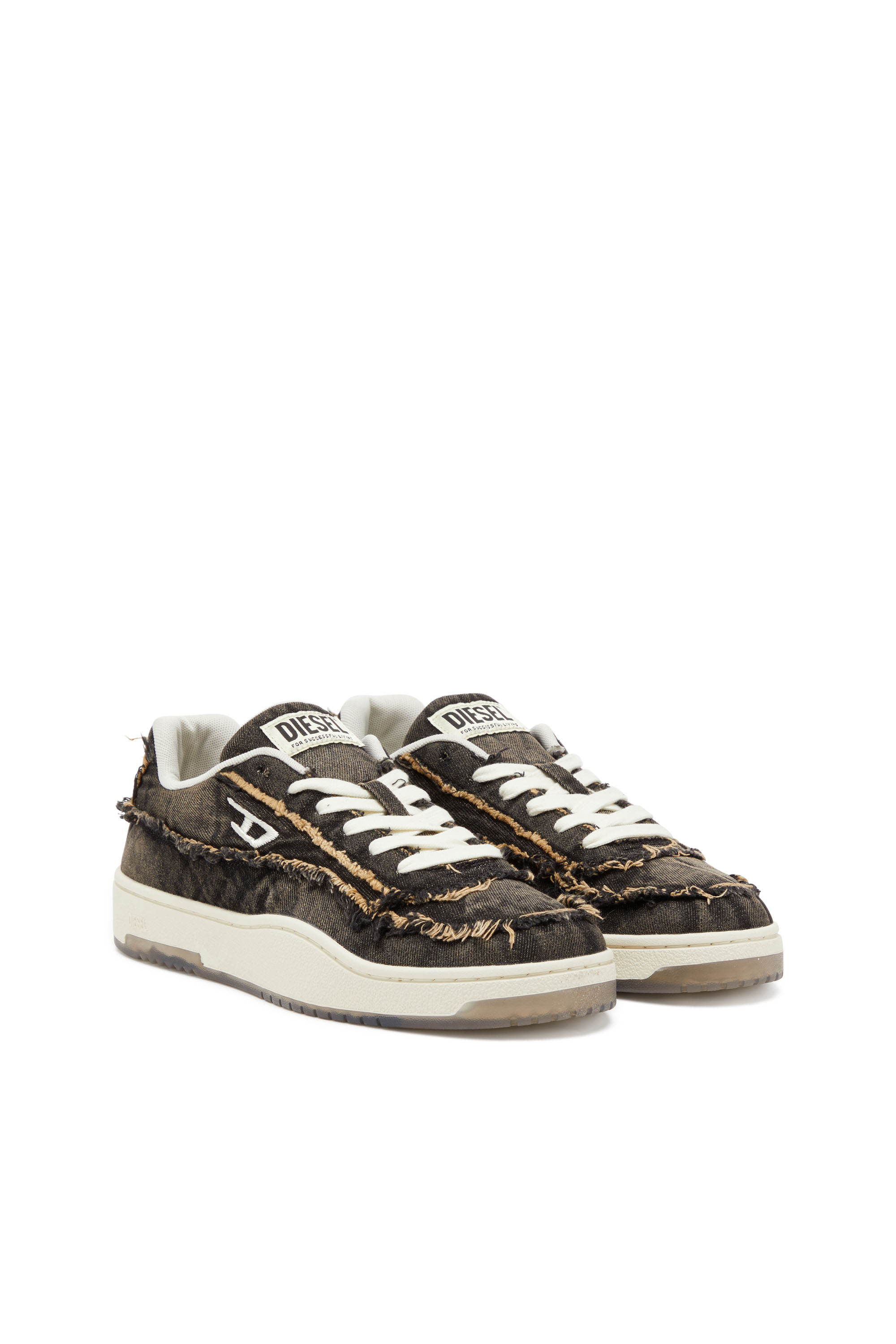 Diesel - S-TRACKER-D LOW, Herren S-Tracker-D-Ausgefranste Sneakers aus Denim mit transparenter Sohle in Schwarz - 3