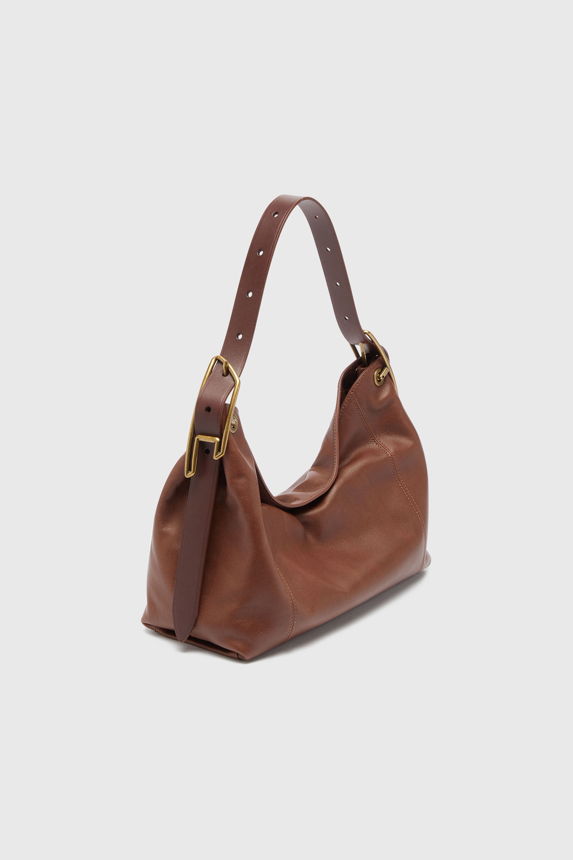 Diesel - D-LINE HOBO S, Damen D-Line Schultertasche aus Leder in Dunkelbraun - 2