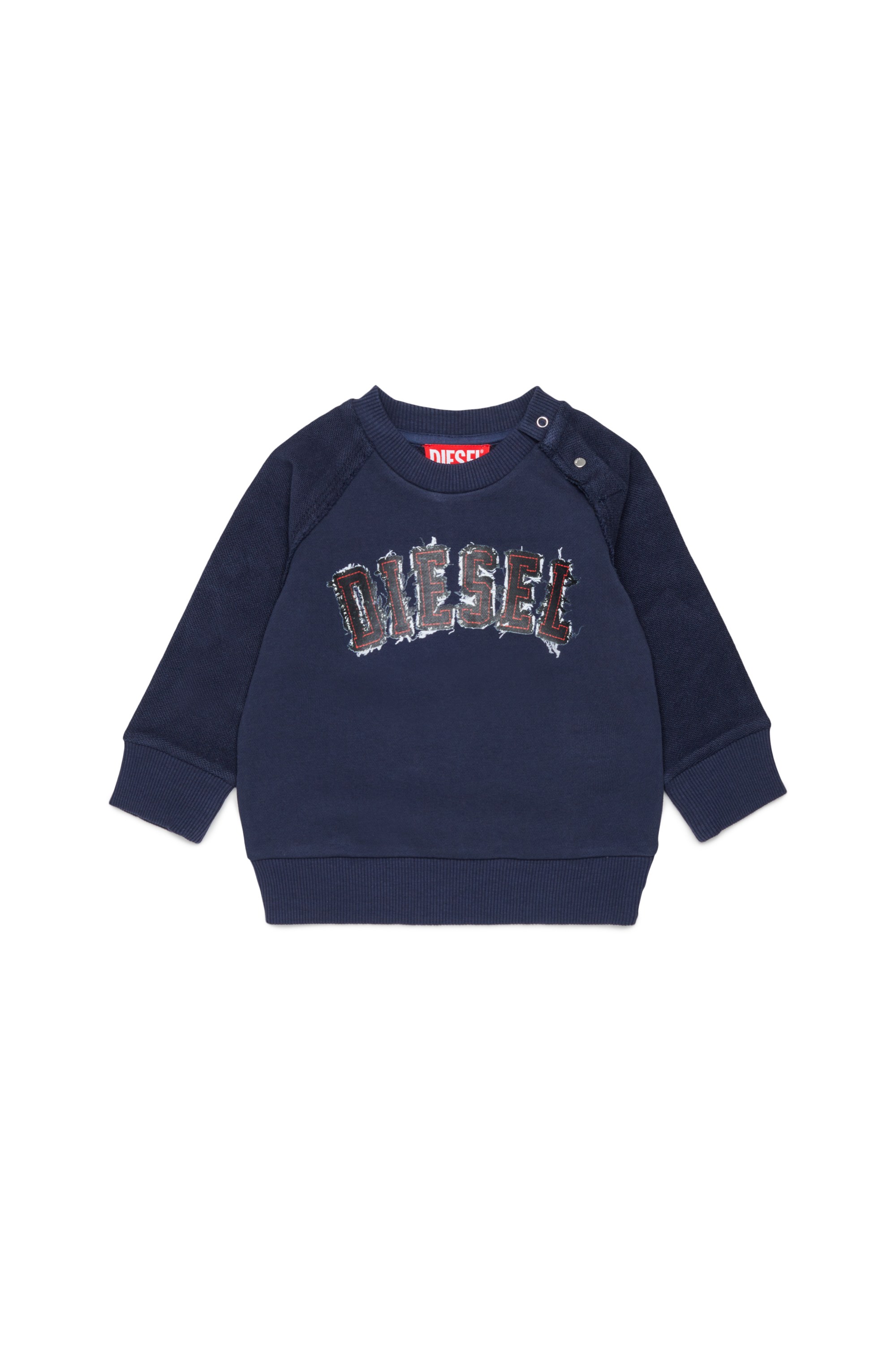 Diesel - SEANSB, Herren Baumwoll-Sweatshirt mit Logo im Frayed-Effekt in Dunkelblau - 1