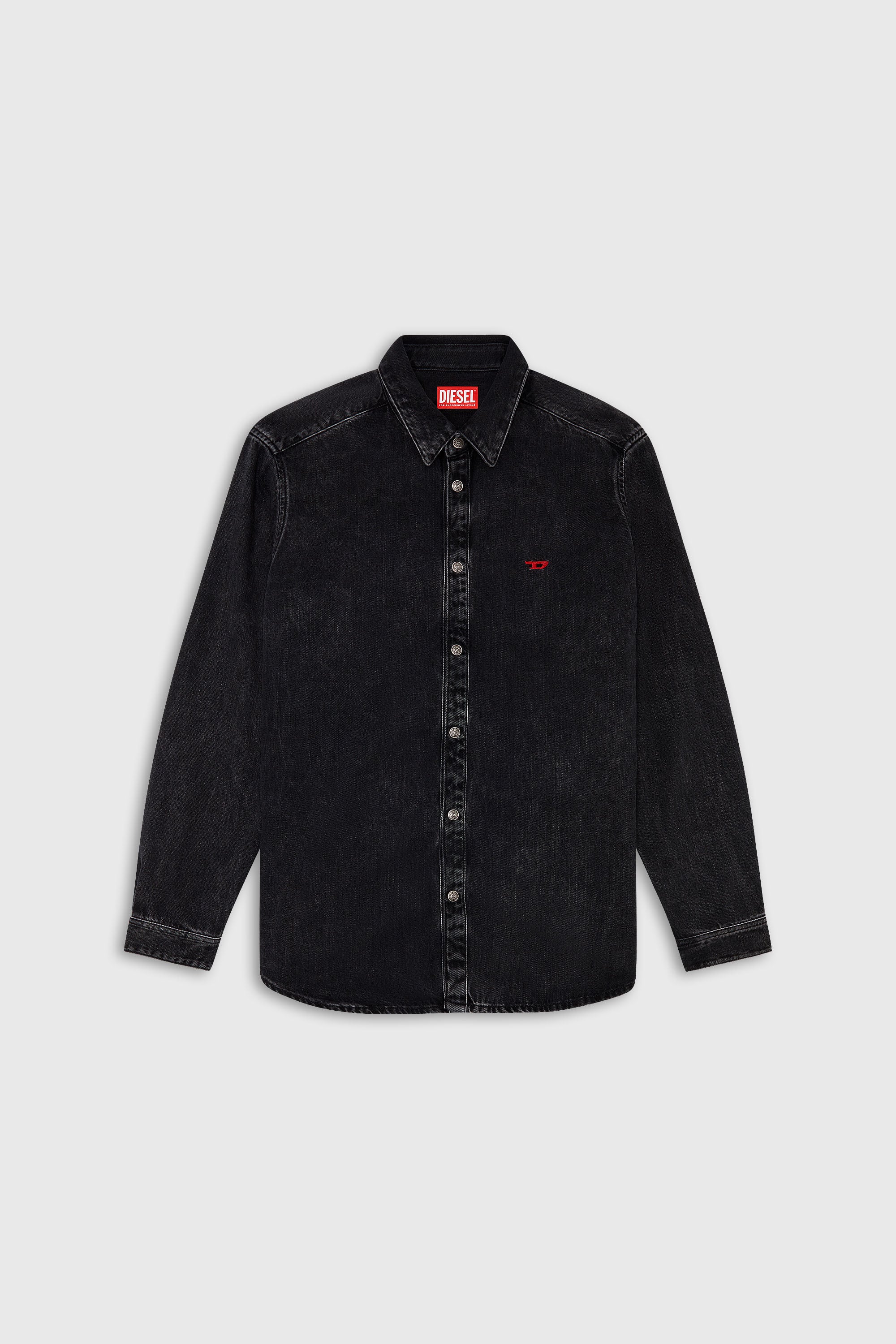 Diesel - D-SIMPLY, Herren Shirt aus TENCEL-Denim in Schwarz - 2