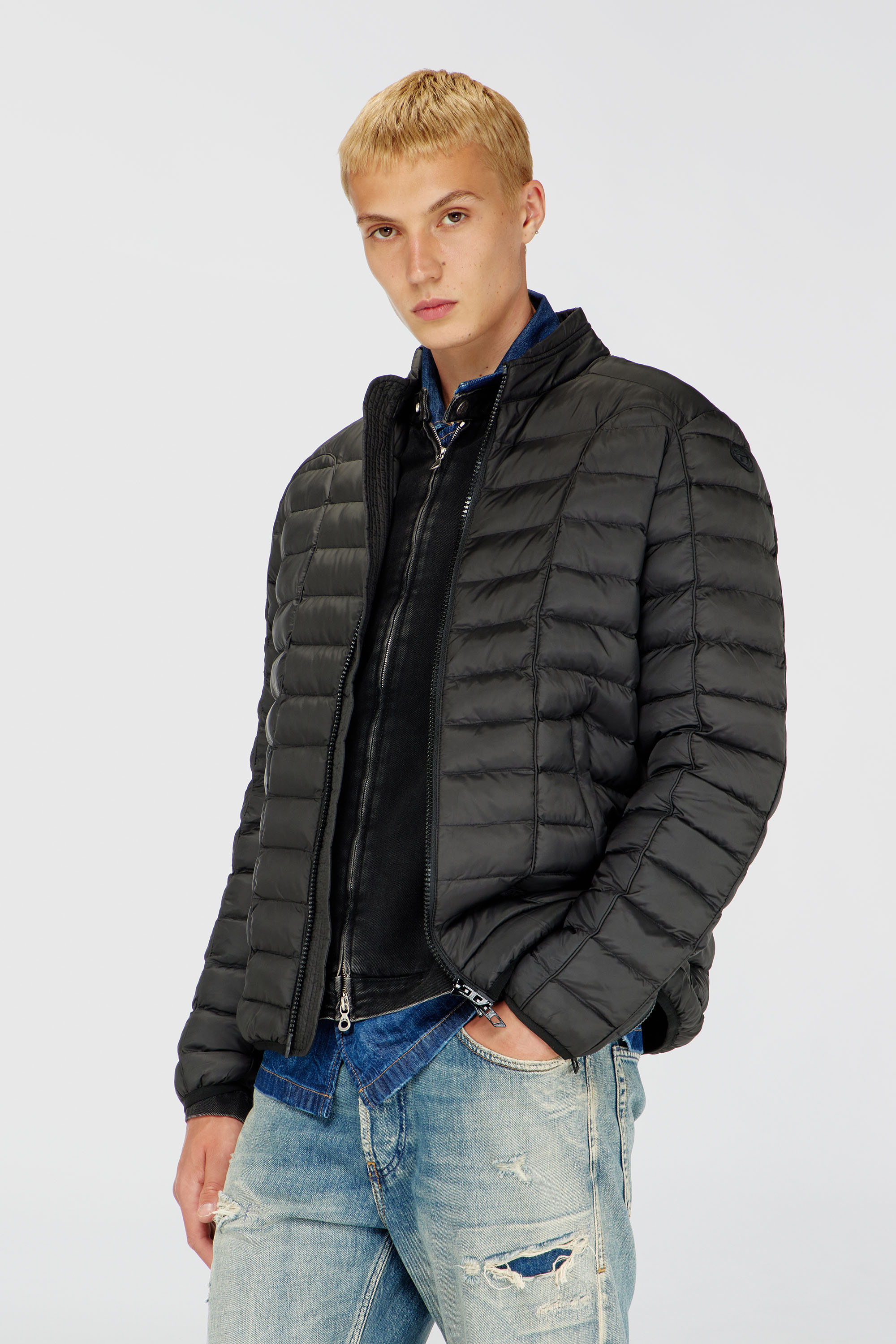 Diesel - W-PILOT, Herren Pufferjacke aus leichtem Nylon in Schwarz - 3