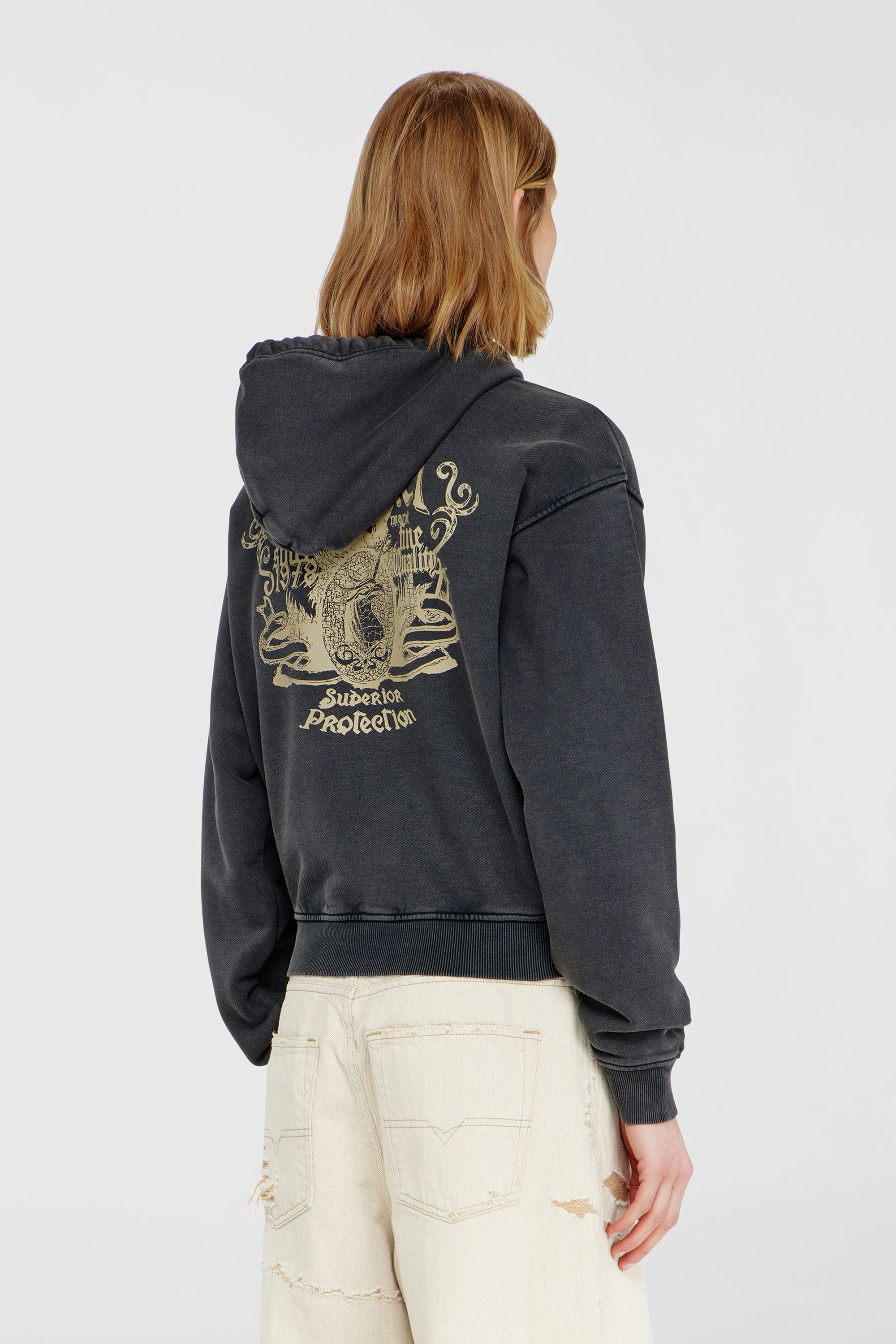 Diesel - F-PHOENY, Damen Hoodie mit Prints und Strasssteinen in Schwarz - 4