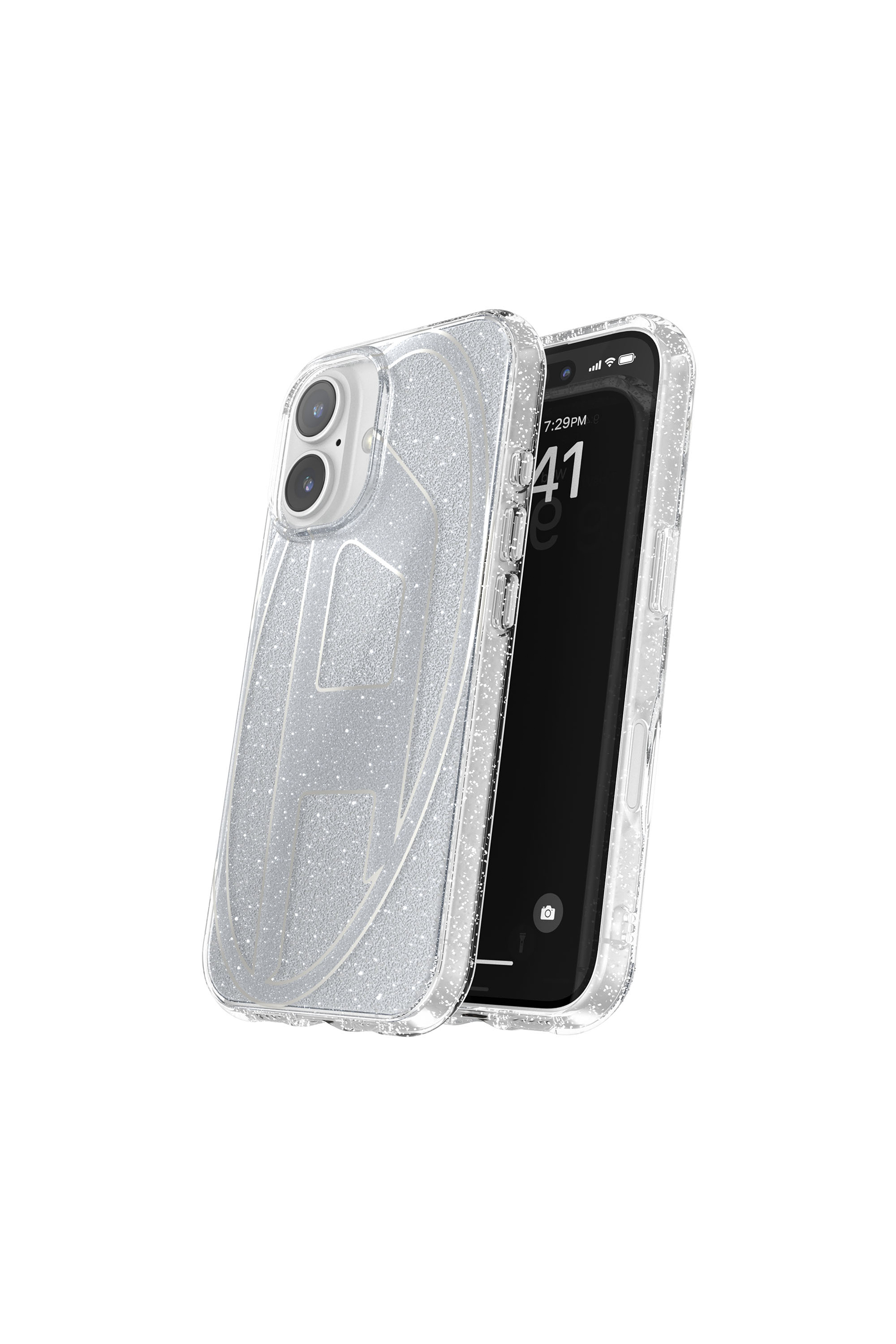 Diesel - 60151 AOP CASE, Unisex Oval D Glitter Case for iP 16 in Silber - 2