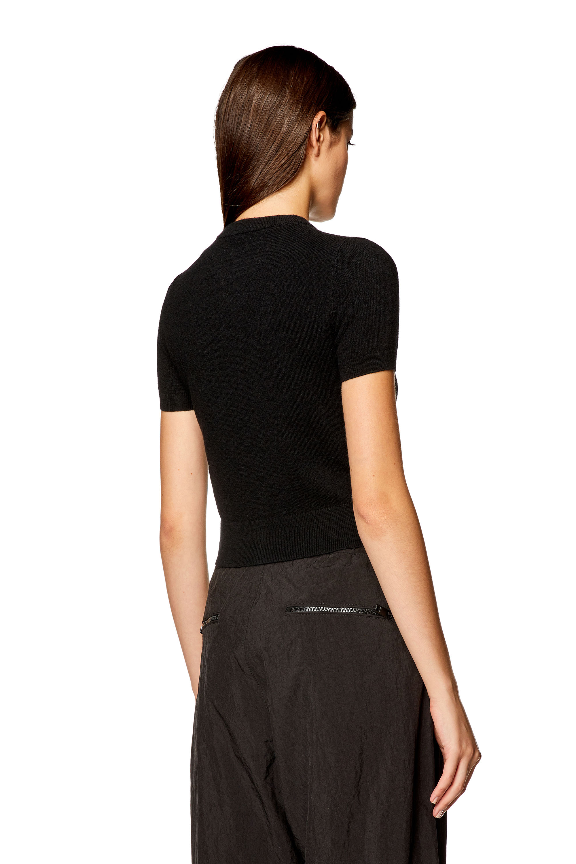 Diesel - M-ARGA, Damen Top aus Wolle und Kaschmir in Schwarz - 4