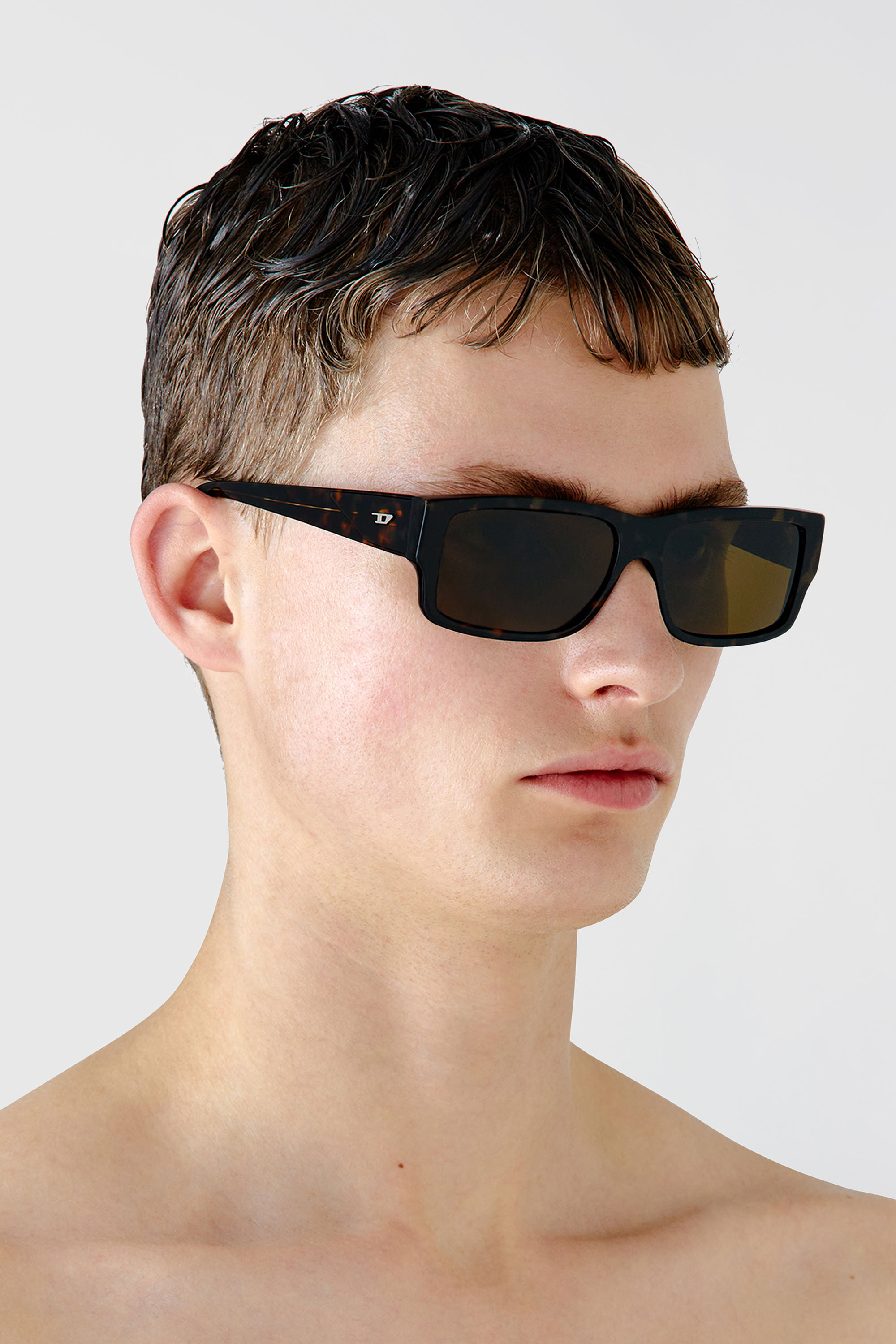 Diesel - 0DL2003 SIZE 57, Herren Rechteckiges Modell Brille in Braun - 4