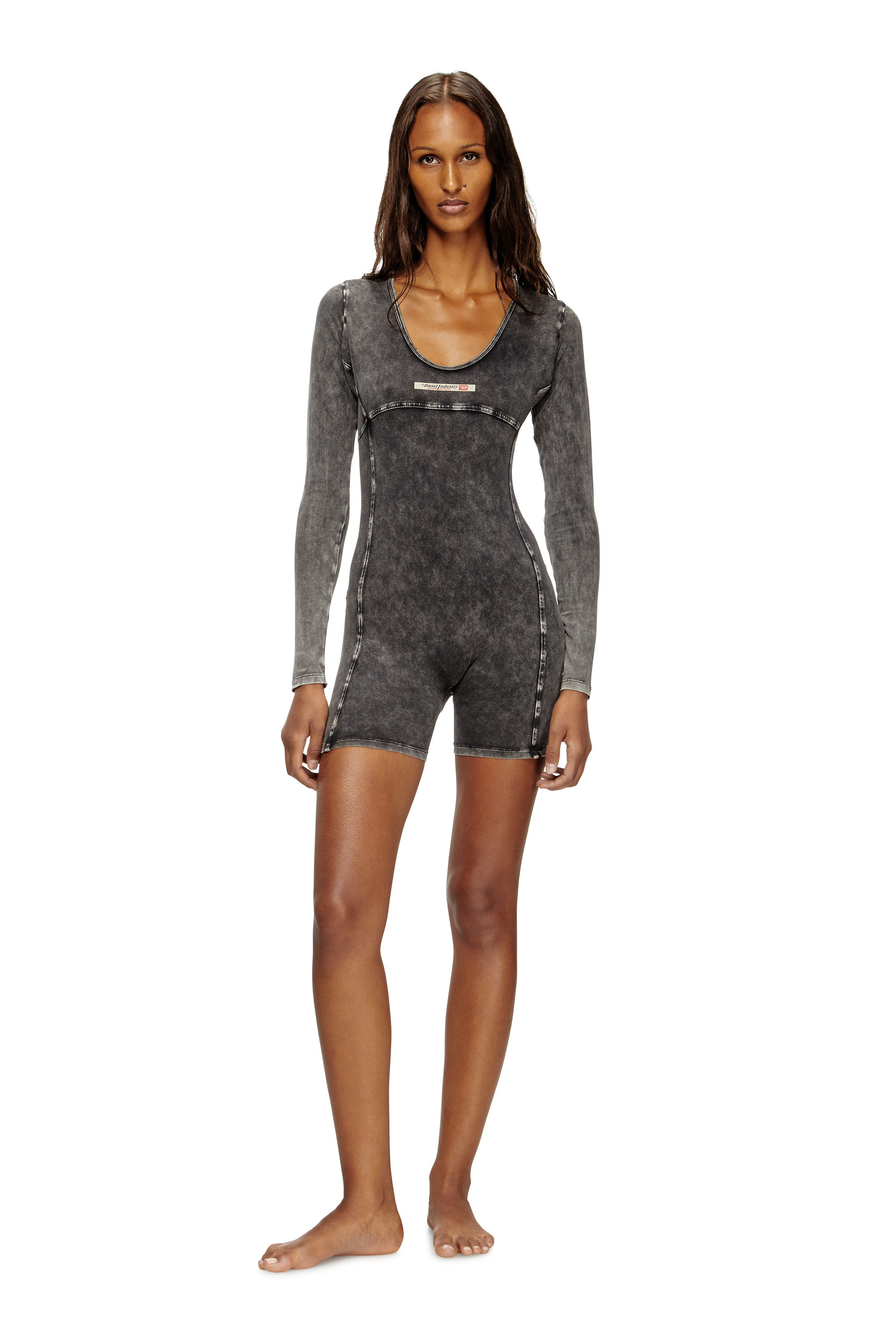 Diesel - KARIM-DNM, Damen Playsuit aus Jersey mit Denim-Effekt in Schwarz - 2