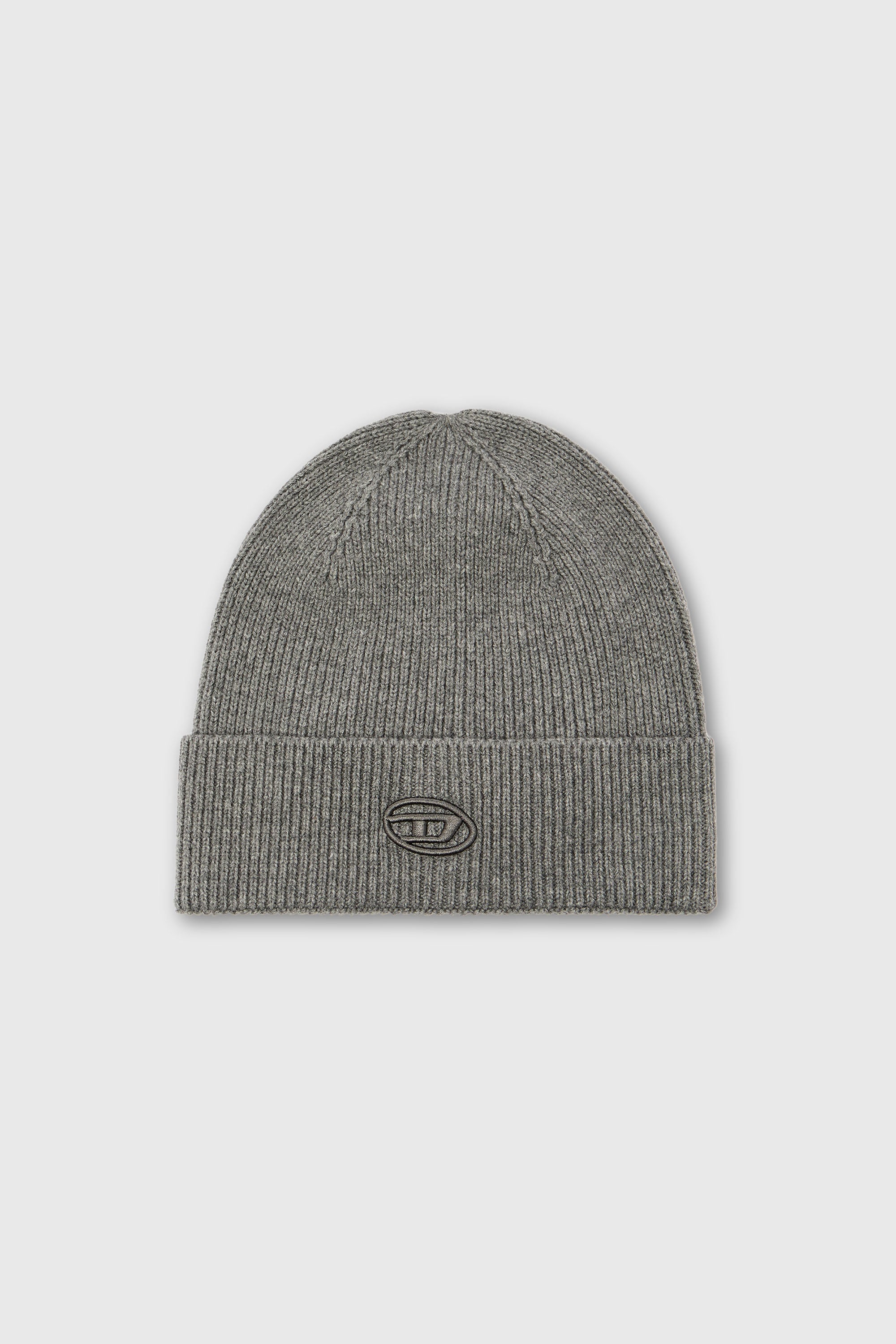 Diesel - K-CODER-FULLY B, Unisex Gerippte Beanie-M&uuml;tze mit D-Stickerei in Grau - 1