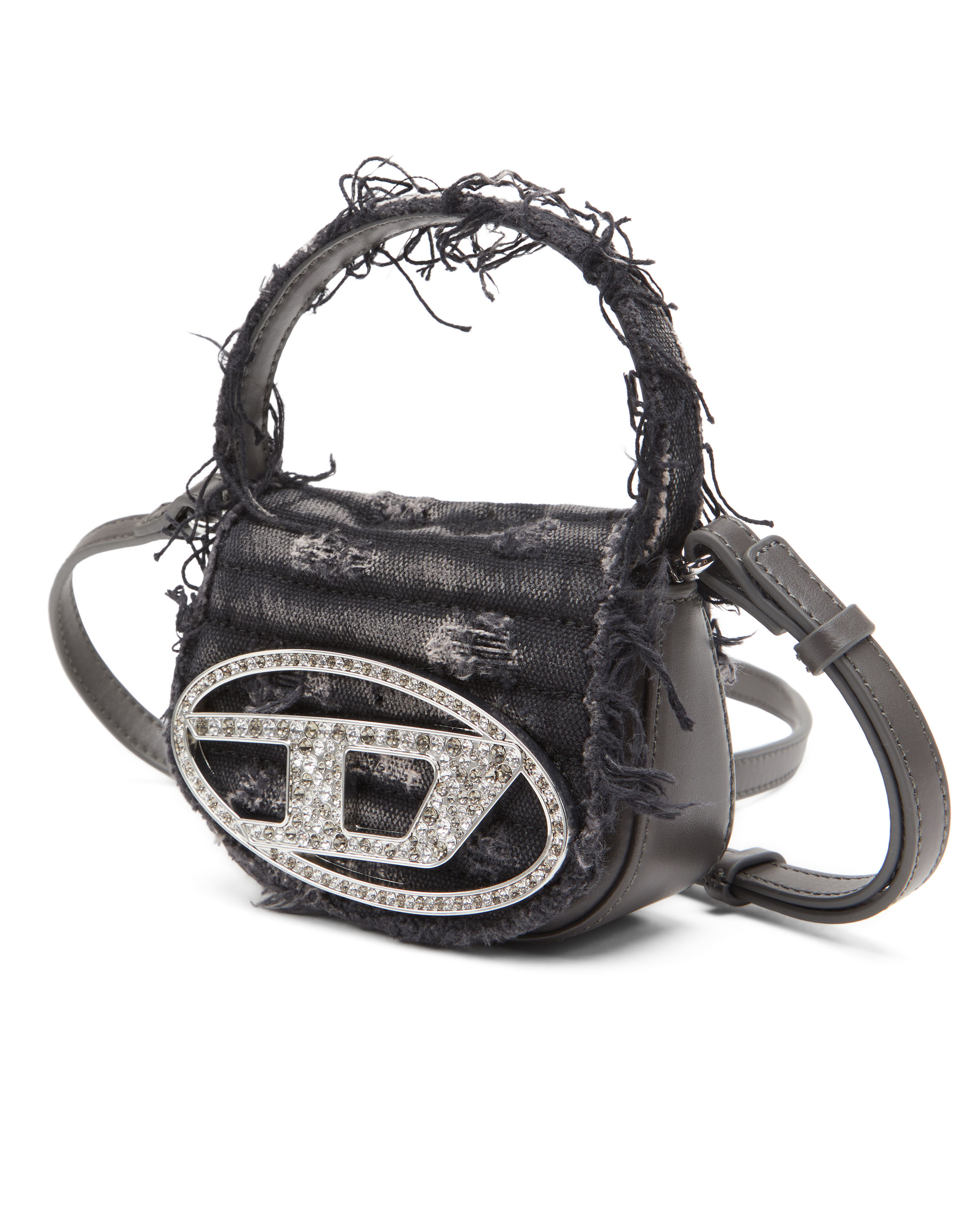 Diesel - 1DR XS, Damen 1DR XS - Ikonische Minitasche aus Canvas mit Strass in Schwarz - 6