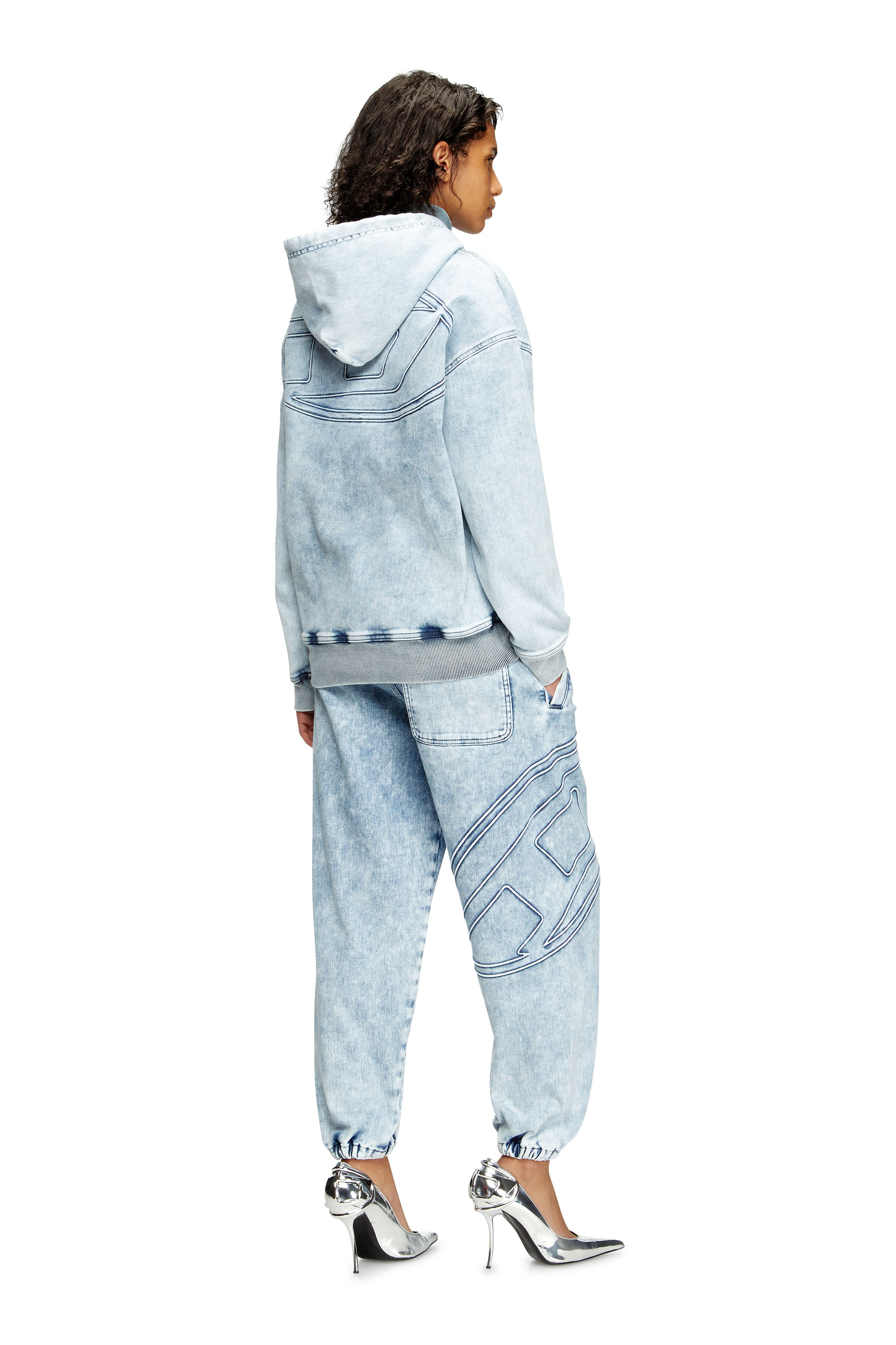 Diesel - D-REBBIT-S-TRACK, Unisex Hoodie aus marmoriertem Denim in Hellblau - 7