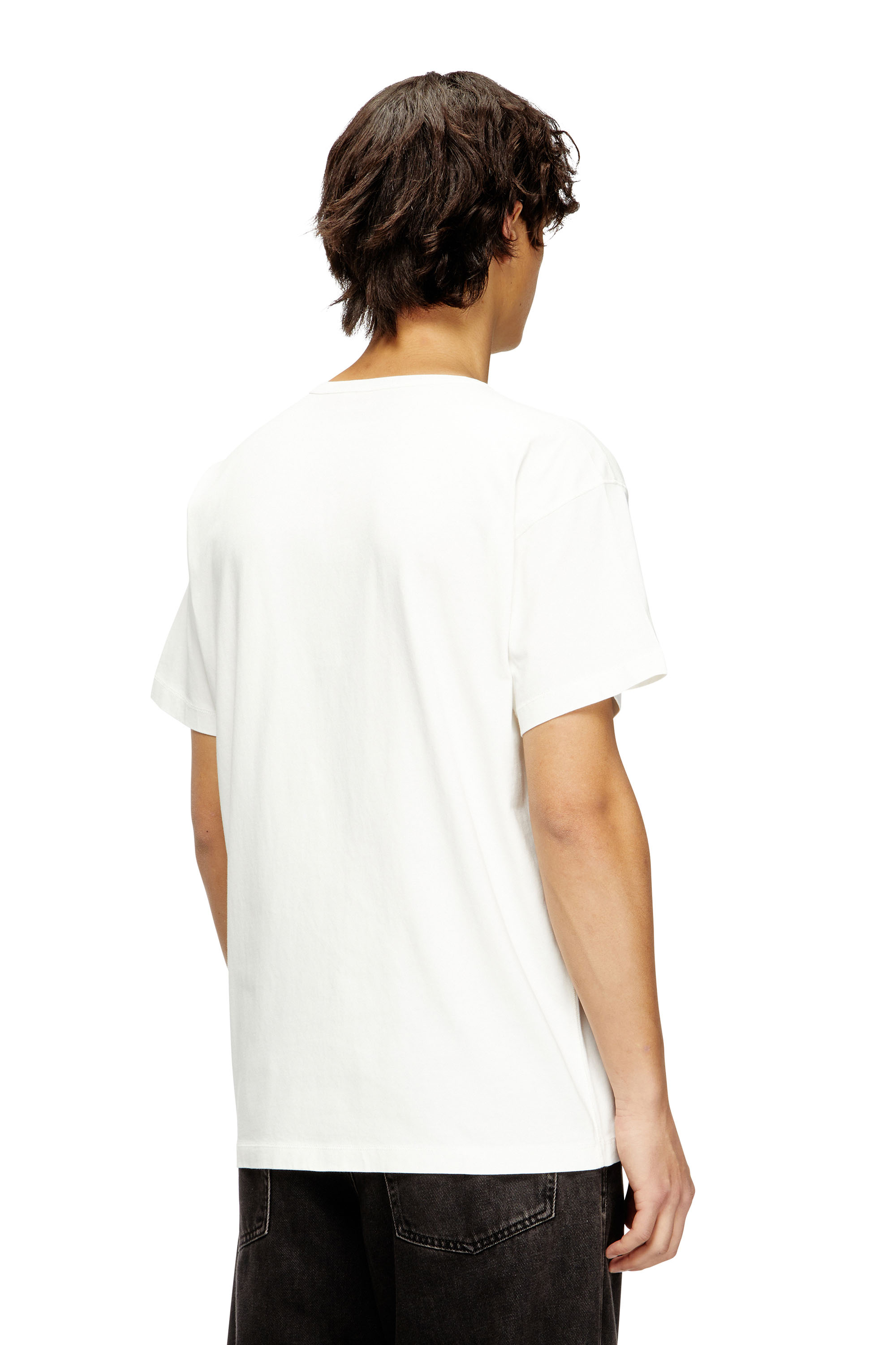 Diesel - T-NORM-IOD, Herren Leichtes Baumwoll-T-Shirt mit metallischem ovalem D-Logo in Weiß - 4