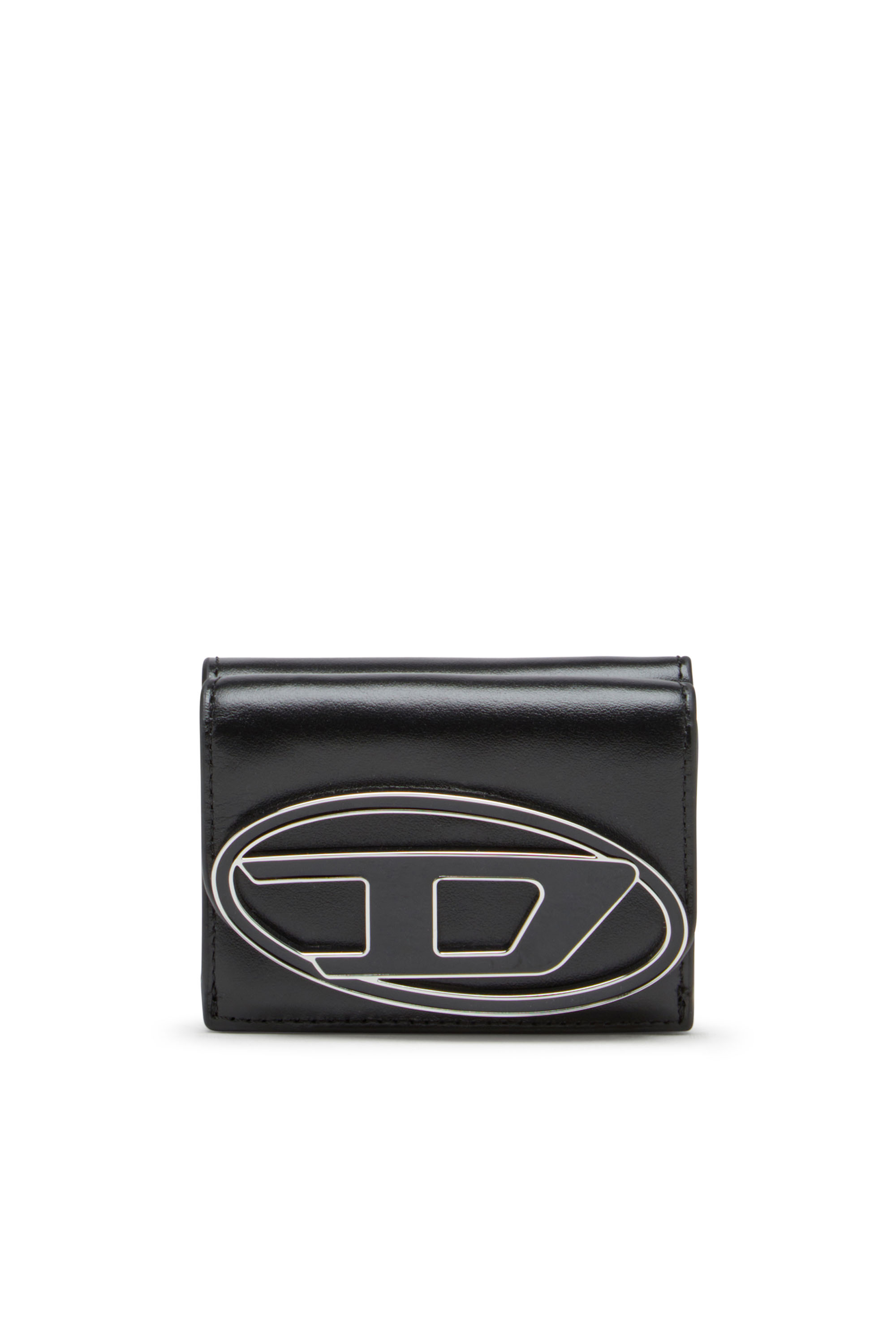 Diesel - 1DR TRI FOLD COIN XS II, Damen Dreifach-Faltportemonnaie aus Leder in Schwarz - 1