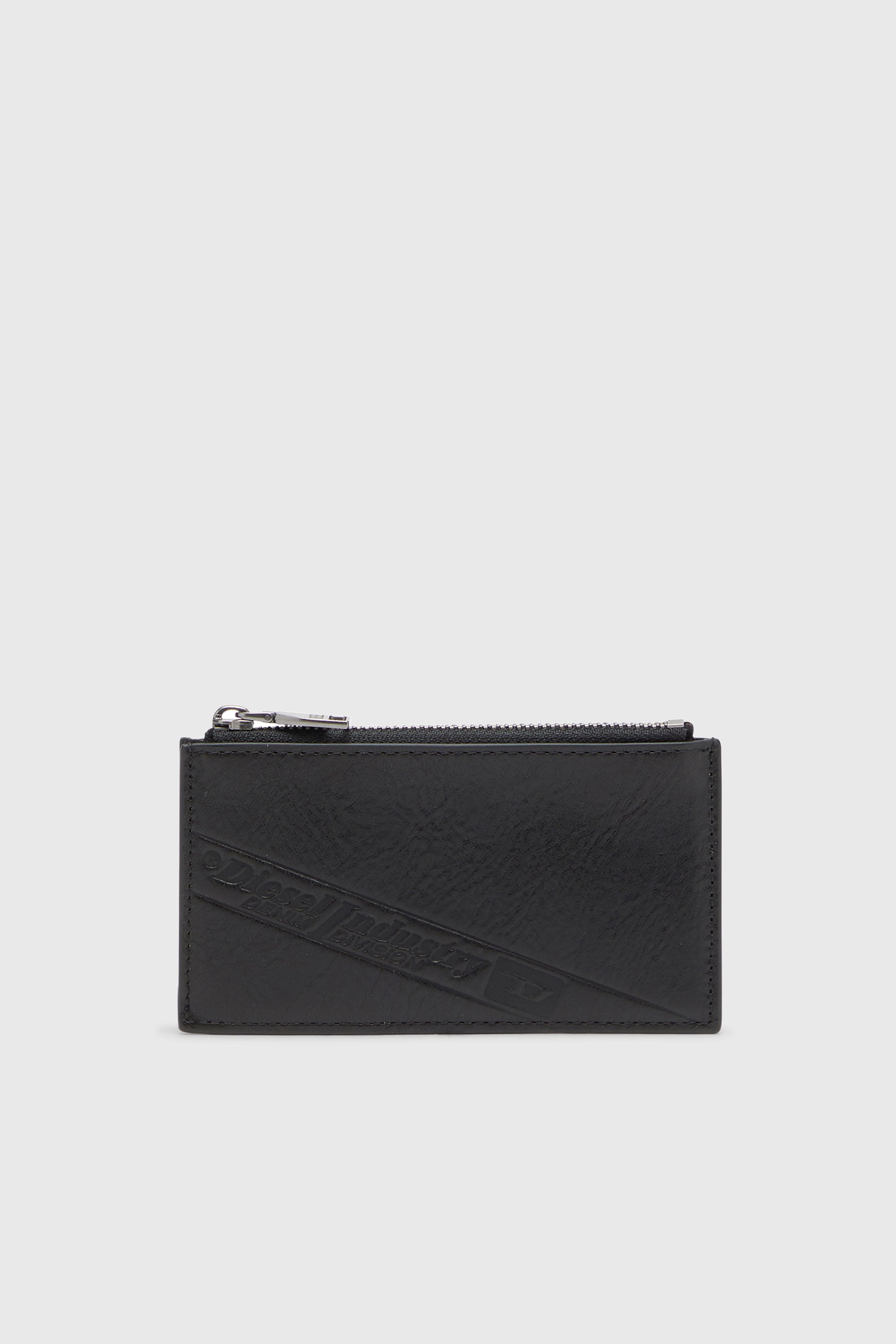 Diesel - FLAG-D CARD HOLDER III, Herren Leder-Kartenetui mit Rei&szlig;verschluss in Schwarz - 1