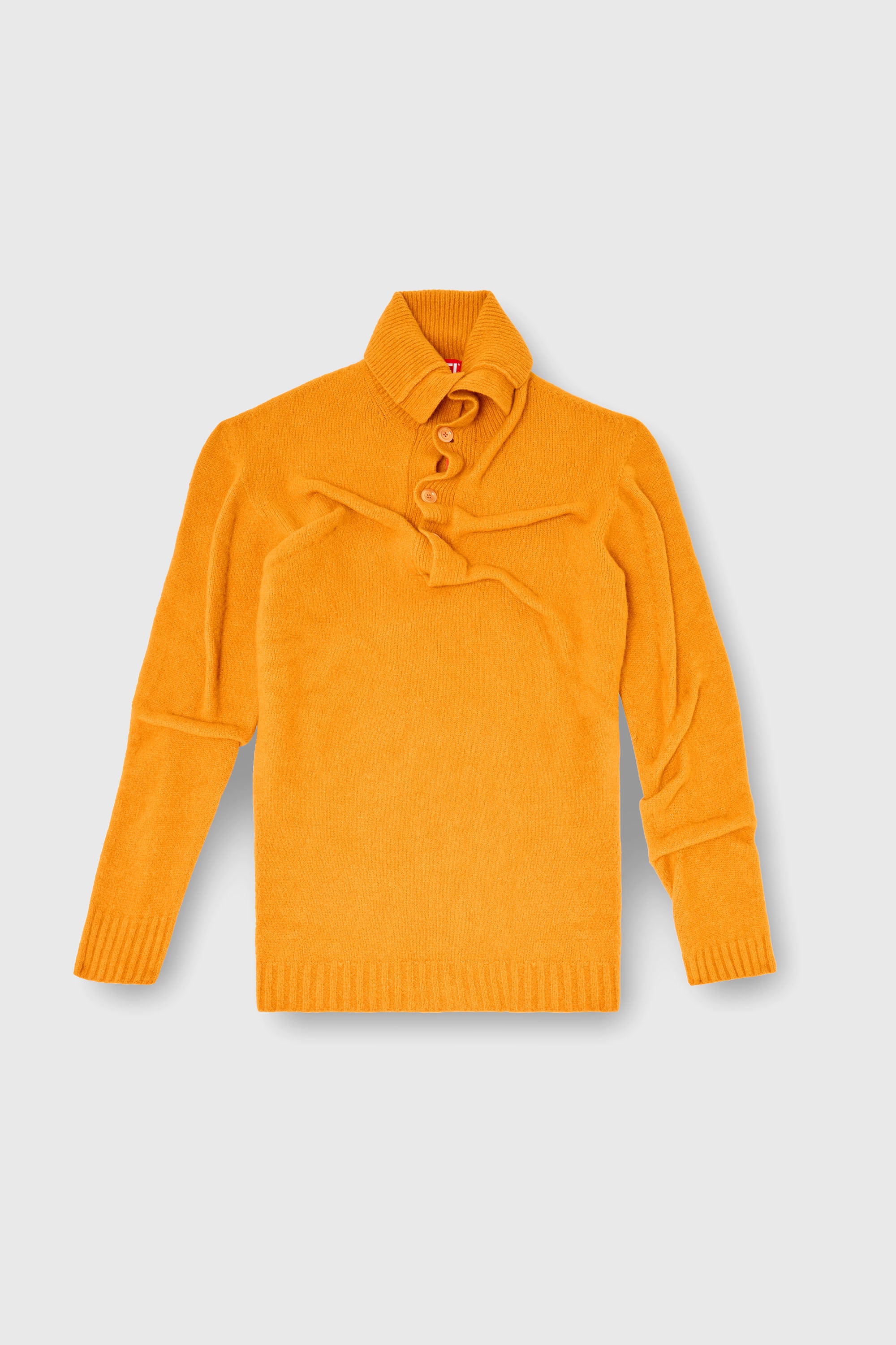 Diesel - K-ANDREW, Herren Pullover mit gekn&ouml;pftem Kragen aus gewalktem Strick mit gekr&auml;uselter Struktur in Orange - 2