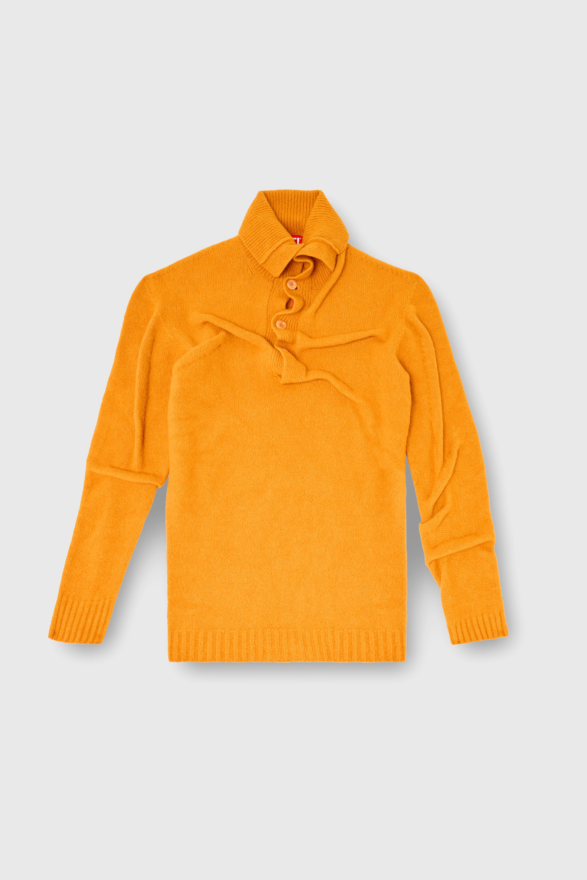 Diesel - K-ANDREW, Herren Pullover mit gekn&ouml;pftem Kragen aus gewalktem Strick mit gekr&auml;uselter Struktur in Orange - 2