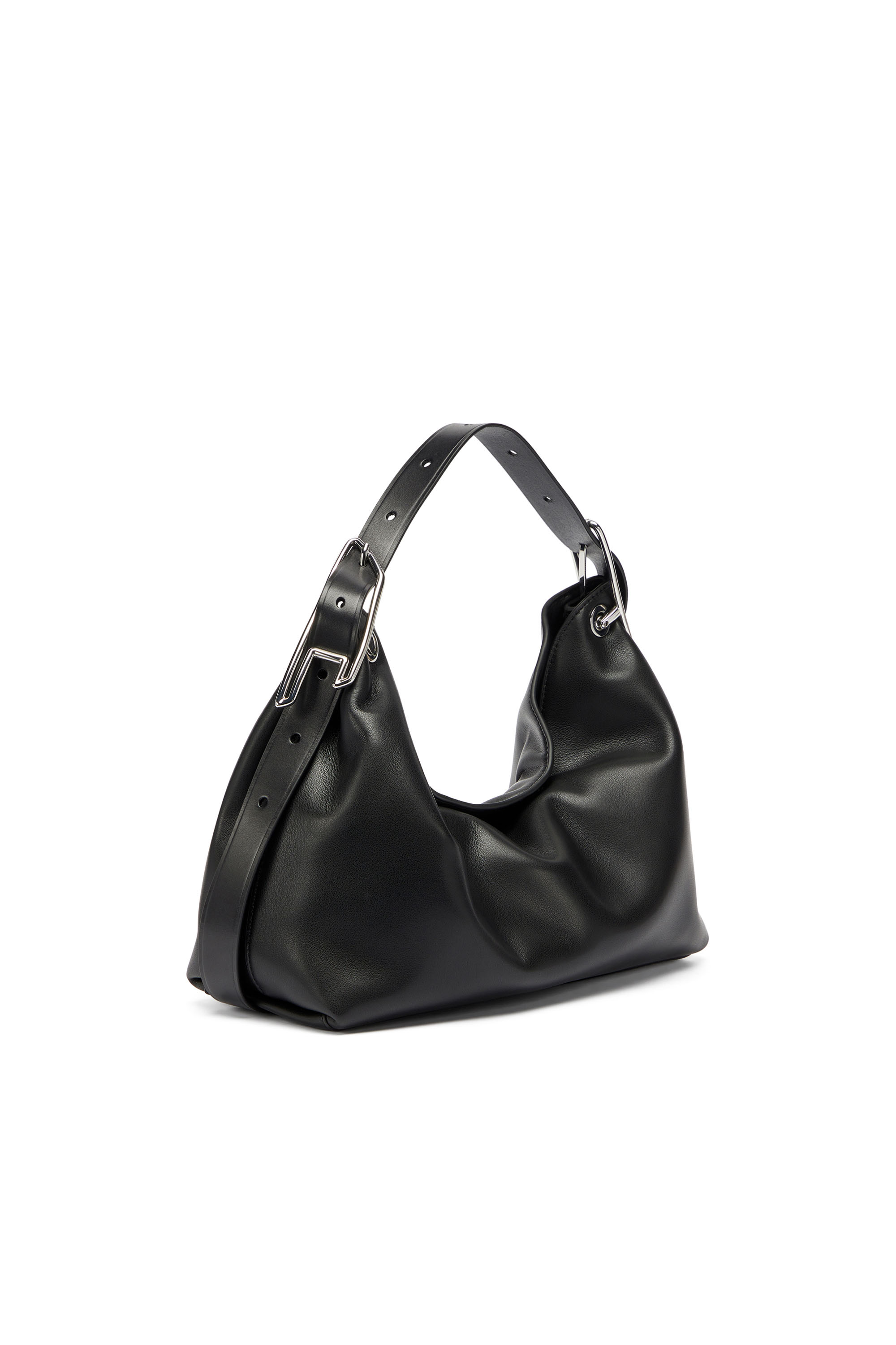 Diesel - D-LINE SHOULDER, Damen D-Line-Leder-Schultertasche in Schwarz - 7