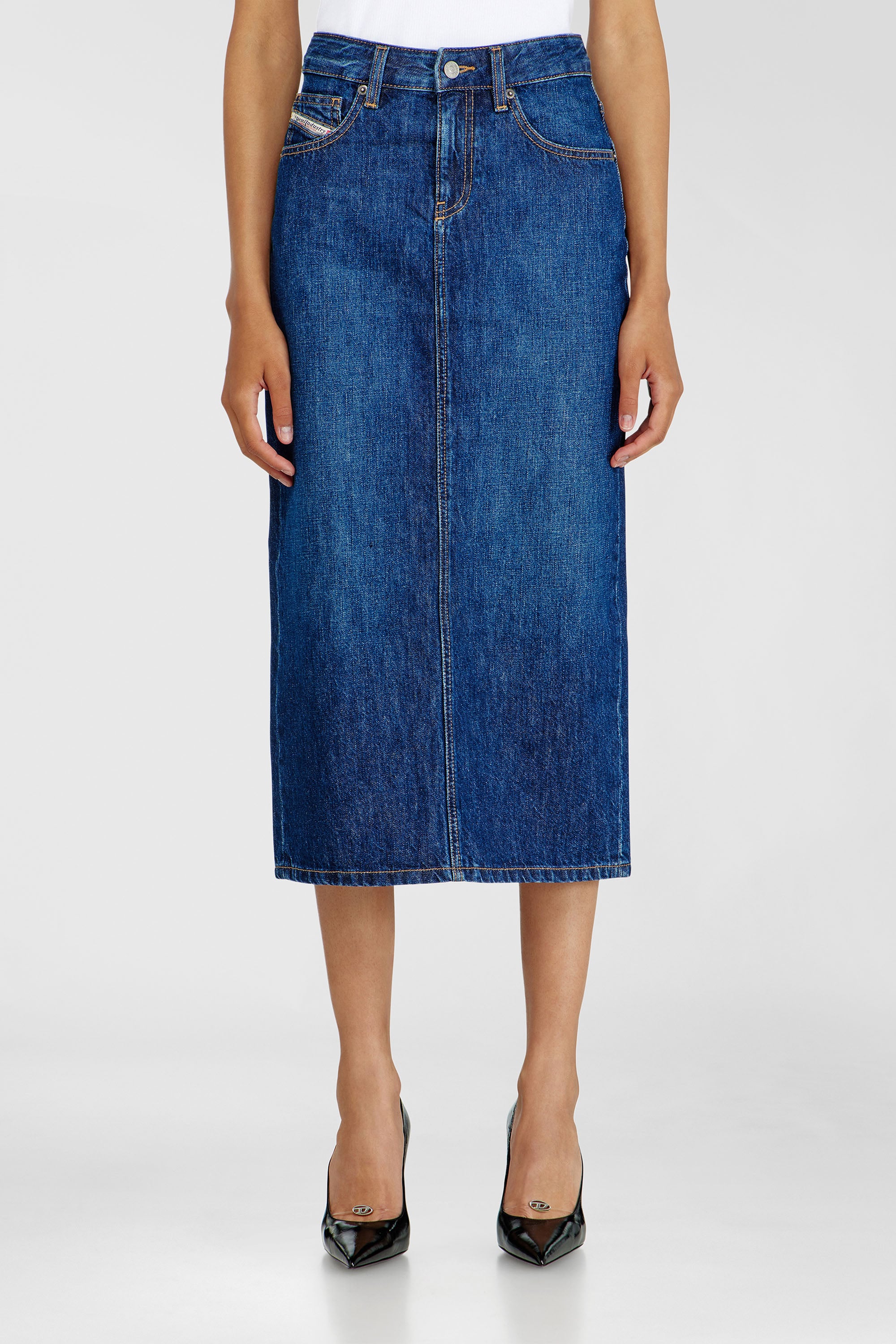 Diesel - DE-SKYE-D, Damen Denim-Midirock in Mittelblau - 2