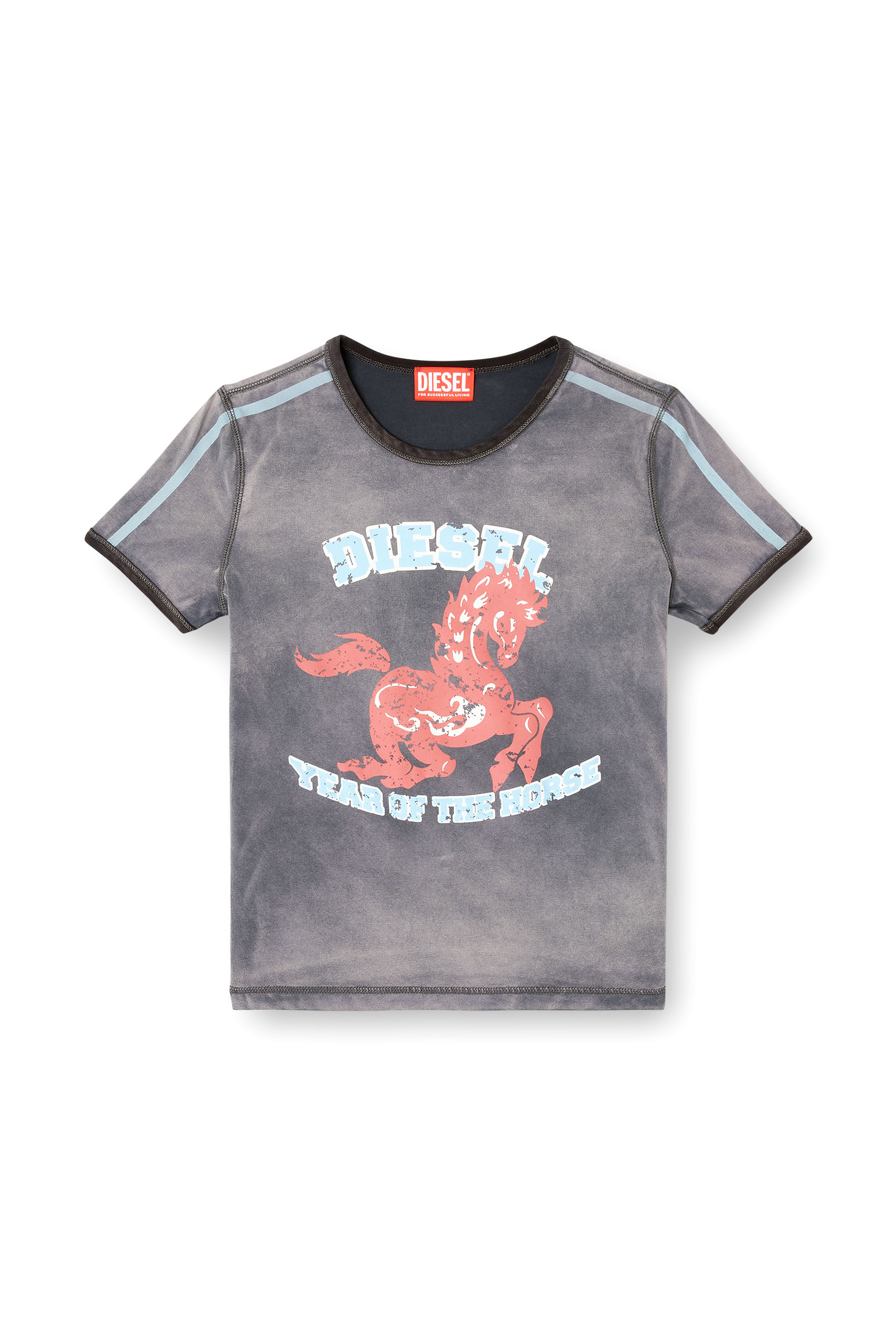 Diesel - CL-T-UNCUTIE-HORSE, Damen Baumwoll-Stretch-T-Shirt mit Pferde-Print in Schwarz - 3