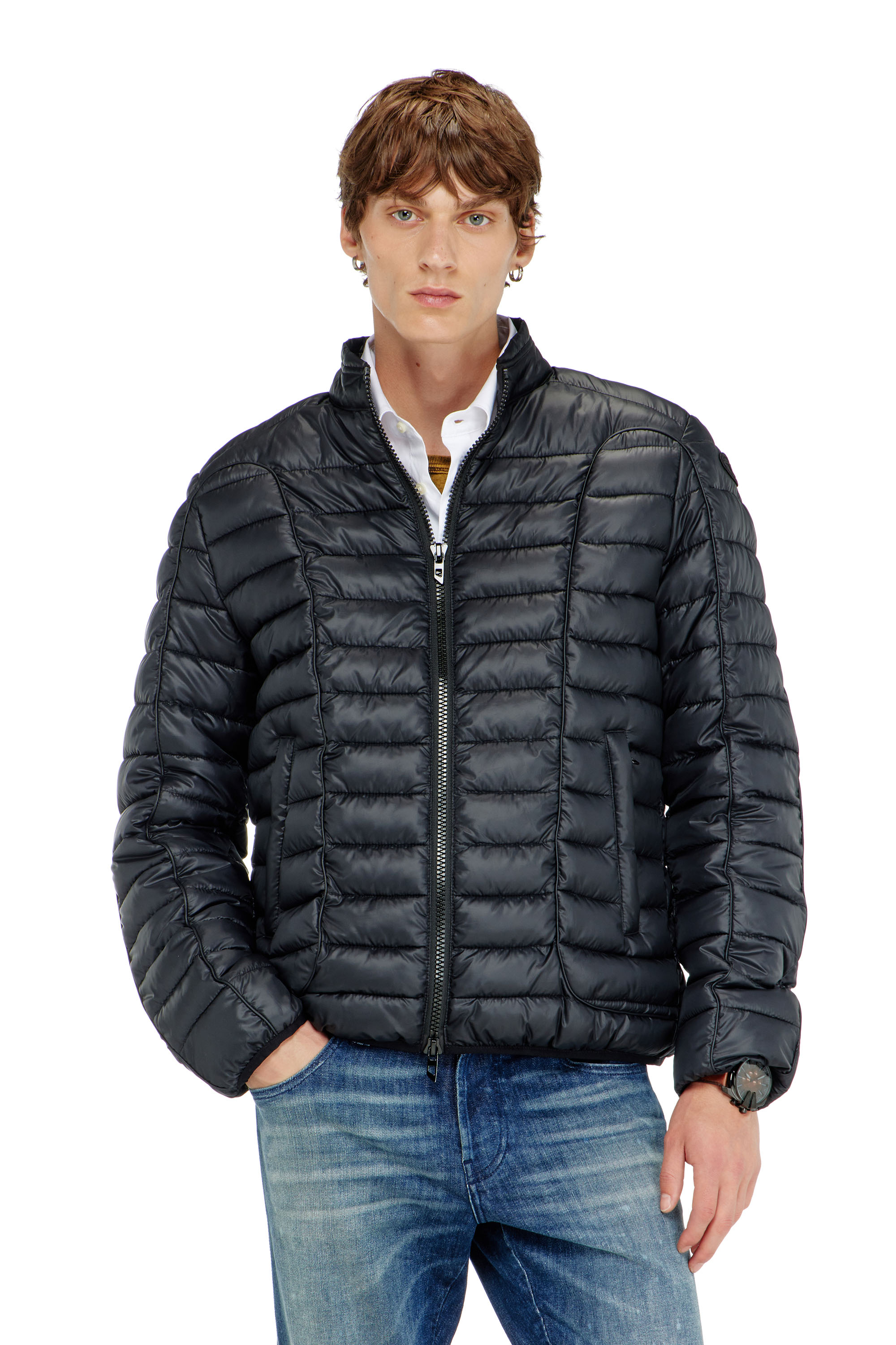 Diesel - W-PILOT-WRD, Herren Biker-inspirierte Steppjacke mit tonalen Paspeln in Schwarz - 3