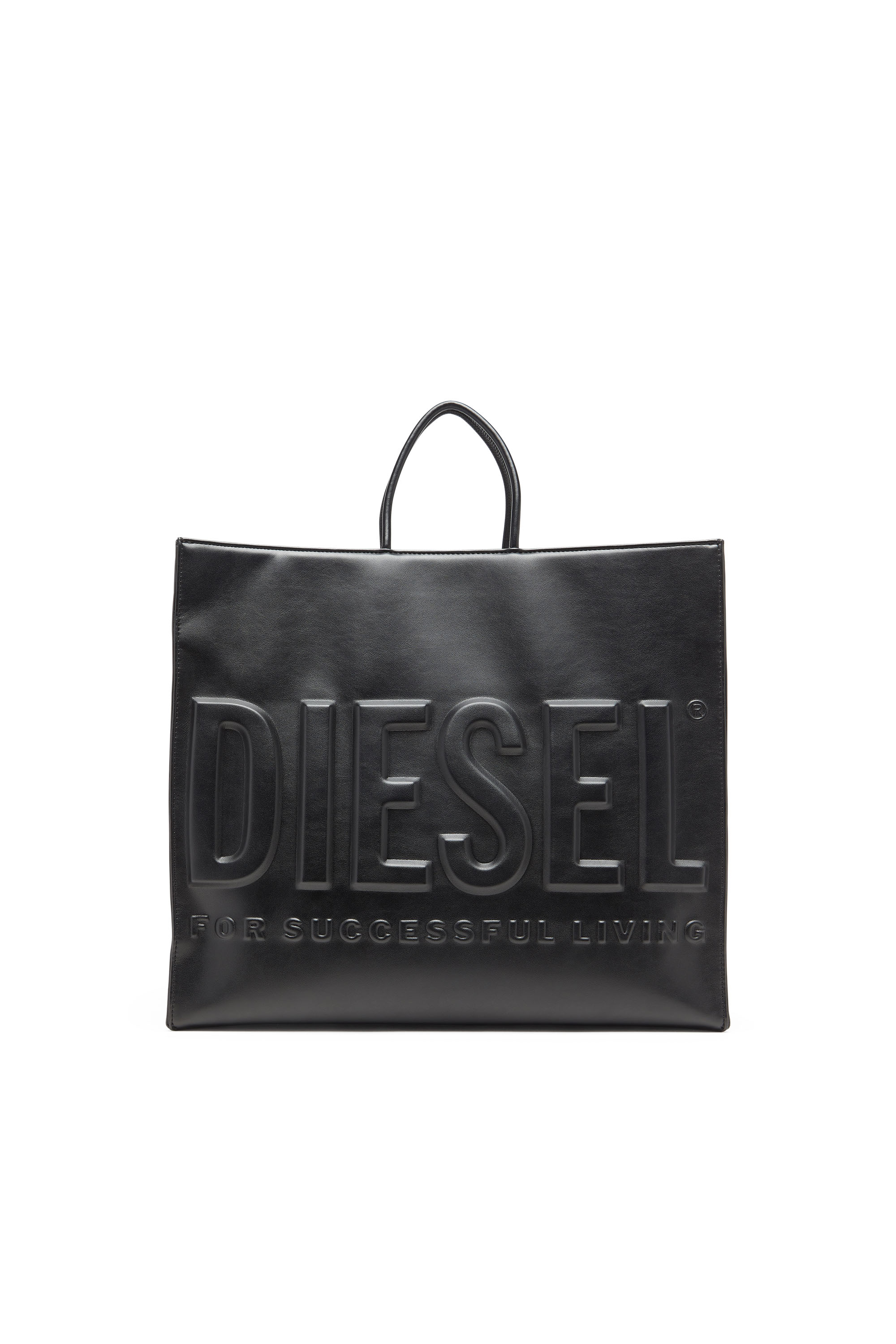 Diesel - DSL 3D SHOPPER EW X, Unisex Dsl 3D-Einkaufstasche aus weichem PU mit geprägtem Logo in Schwarz - 1