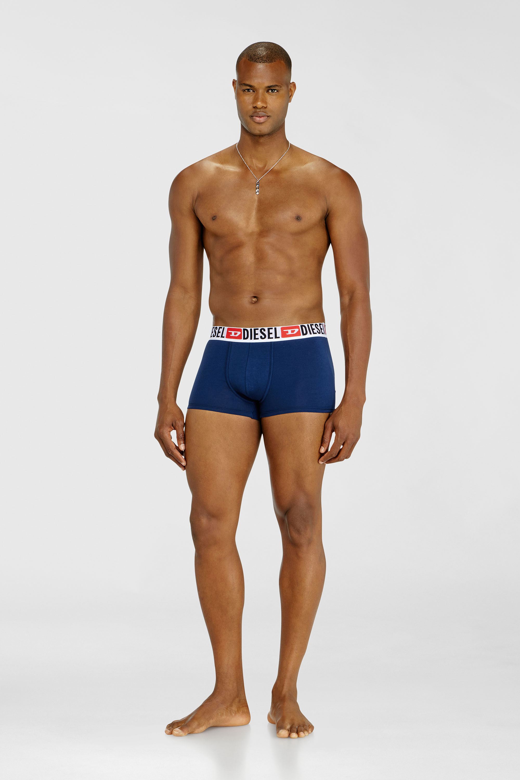 Diesel - UMBX-DAMIENTHREEPACK, Man's Three-pack of all-over logo waist boxers in Blue/Black - 2