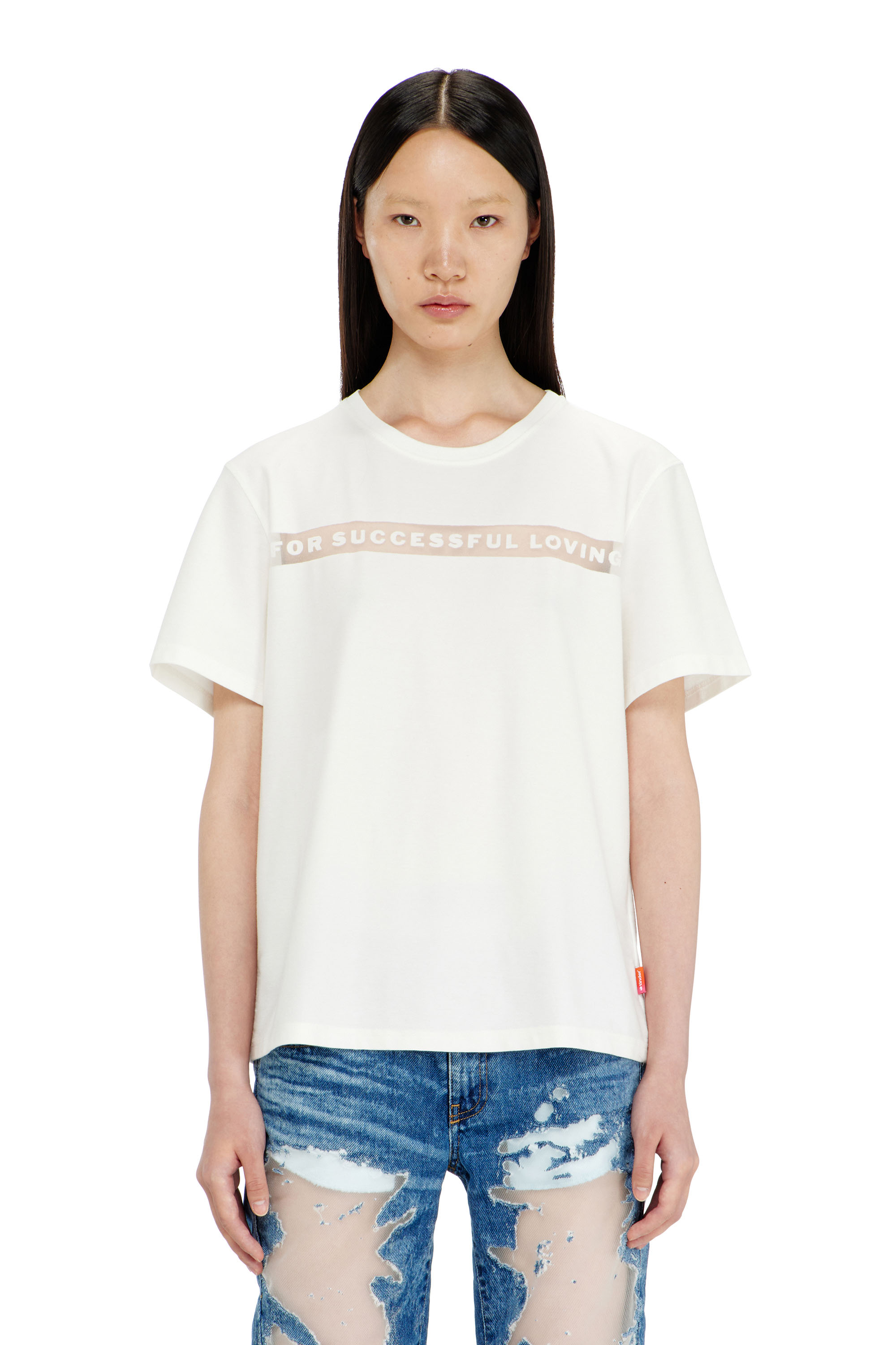 Diesel - PR-T-NOTS-CHI-R, Unisex T-Shirt mit For Successful Loving Logo in Wei&szlig; - 3