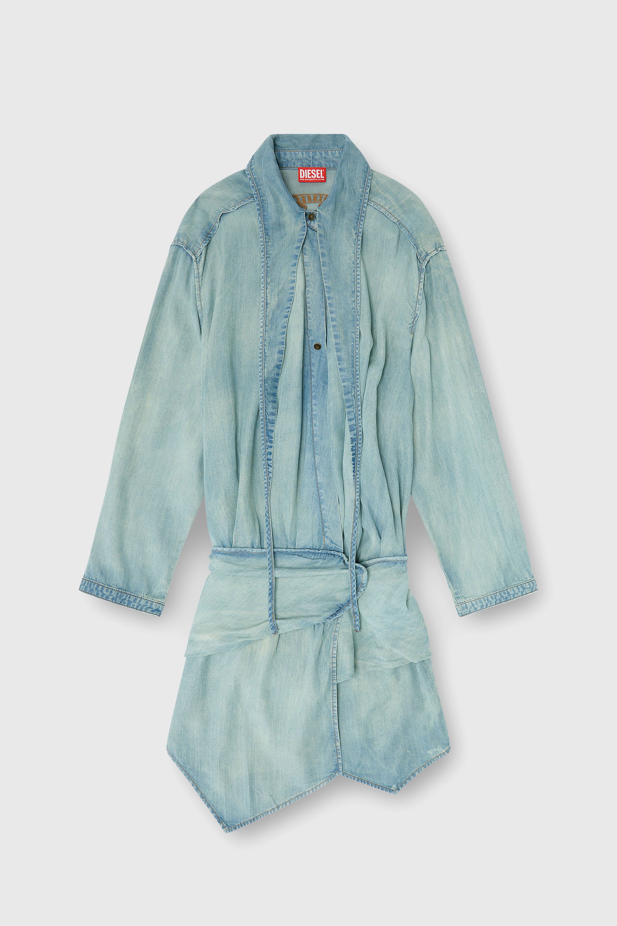 Diesel - DE-TILORA-S, Damen Oversized draped denim Hemdkleid in Hellblau - 1