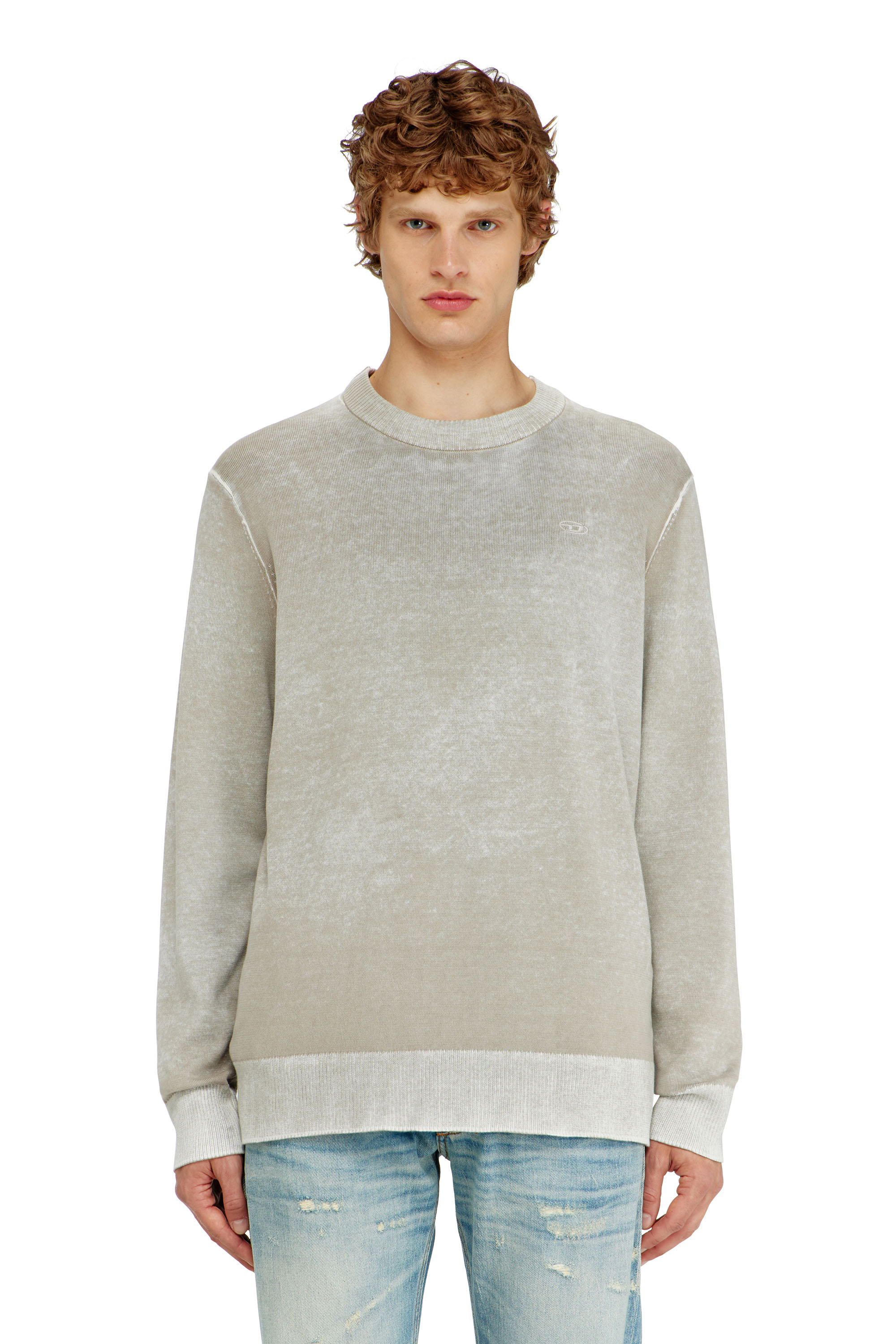 Diesel - K-LAURENT, Man's Jumper with faded reverse print in Light Grey - 1