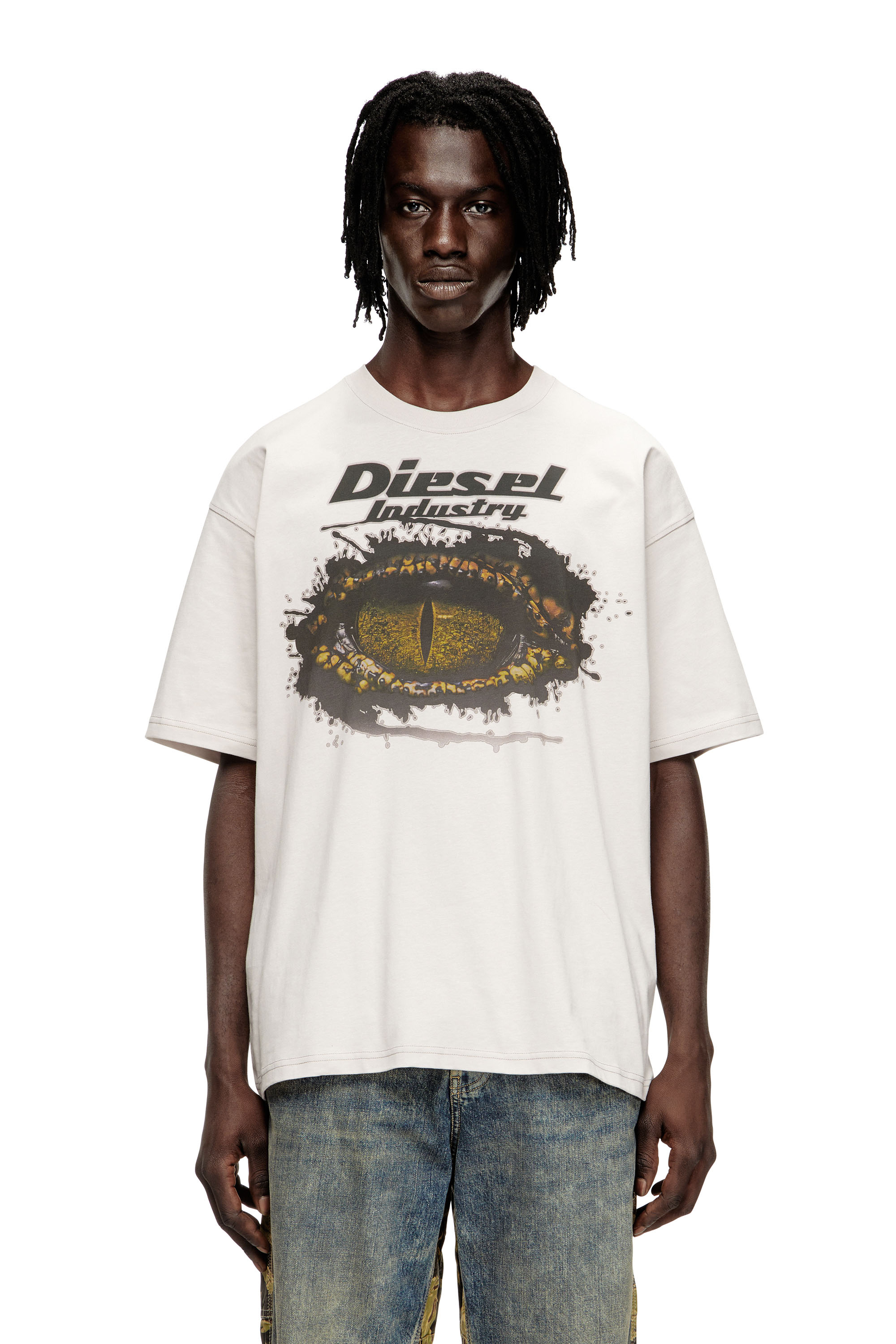 Diesel - T-BOXT-T25, Herren Baumwoll-T-Shirt mit Digitaldruck. in Hellgrau - 1