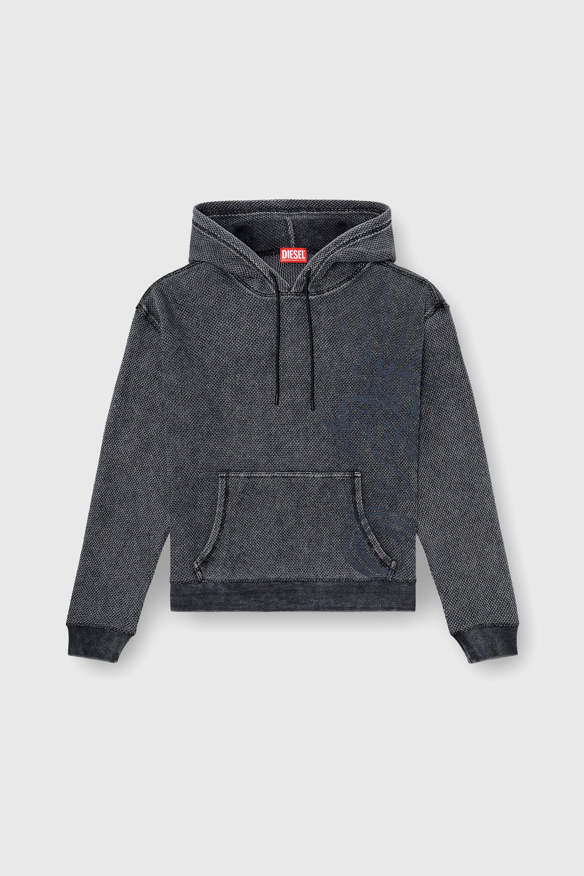 Diesel - S-NORM-HOOD-AA1, Herren Hoodie aus strukturiertem Baumwollmesh in Dunkelgrau - 2