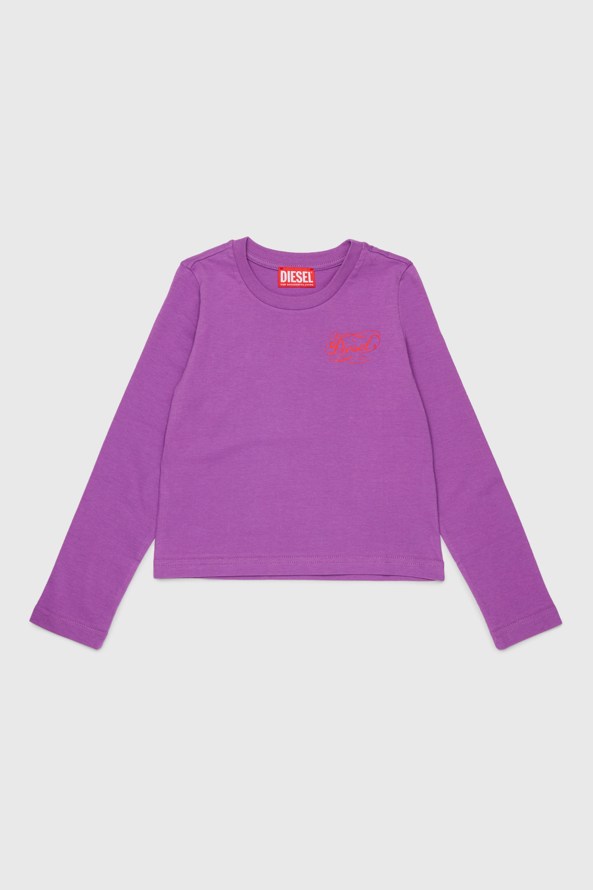 Diesel - TORSY, Damen Langarm-T-Shirt mit verspieltem Logo-Print in Violett - 1