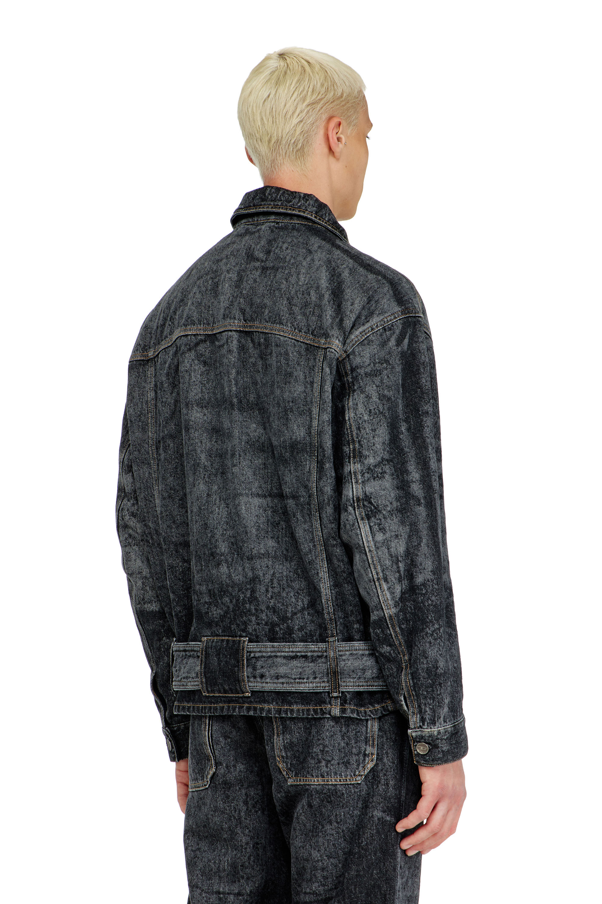 Diesel - D-VALERO-S, Herren Biker-inspirierte Jeansjacke in Schwarz/Dunkelgrau - 4