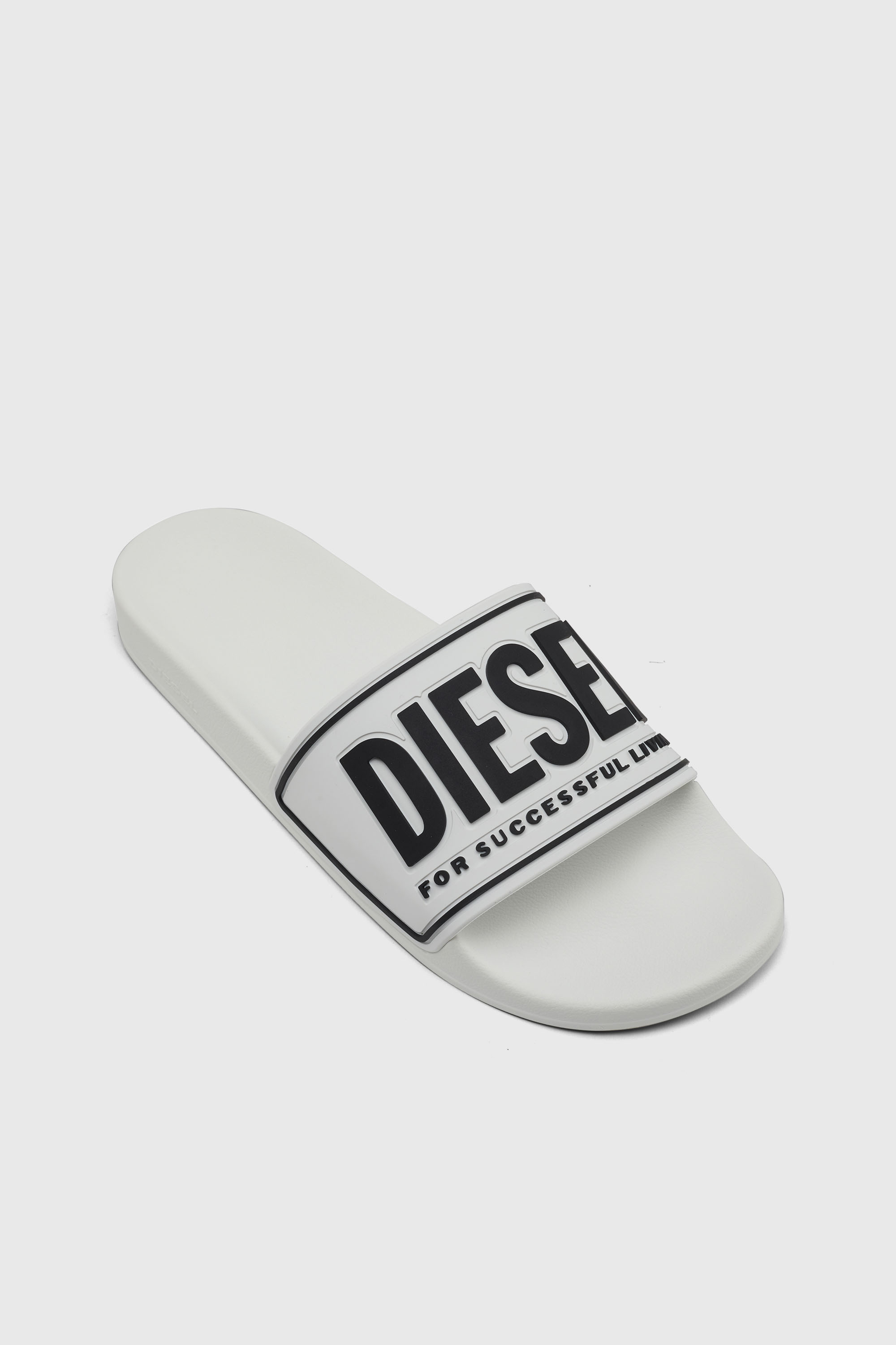 Diesel - SA-MAYEMI CC, Herren Sa-Mayemi-Badeschlappen mit 3D-Logo in Weiss/Schwarz - 6