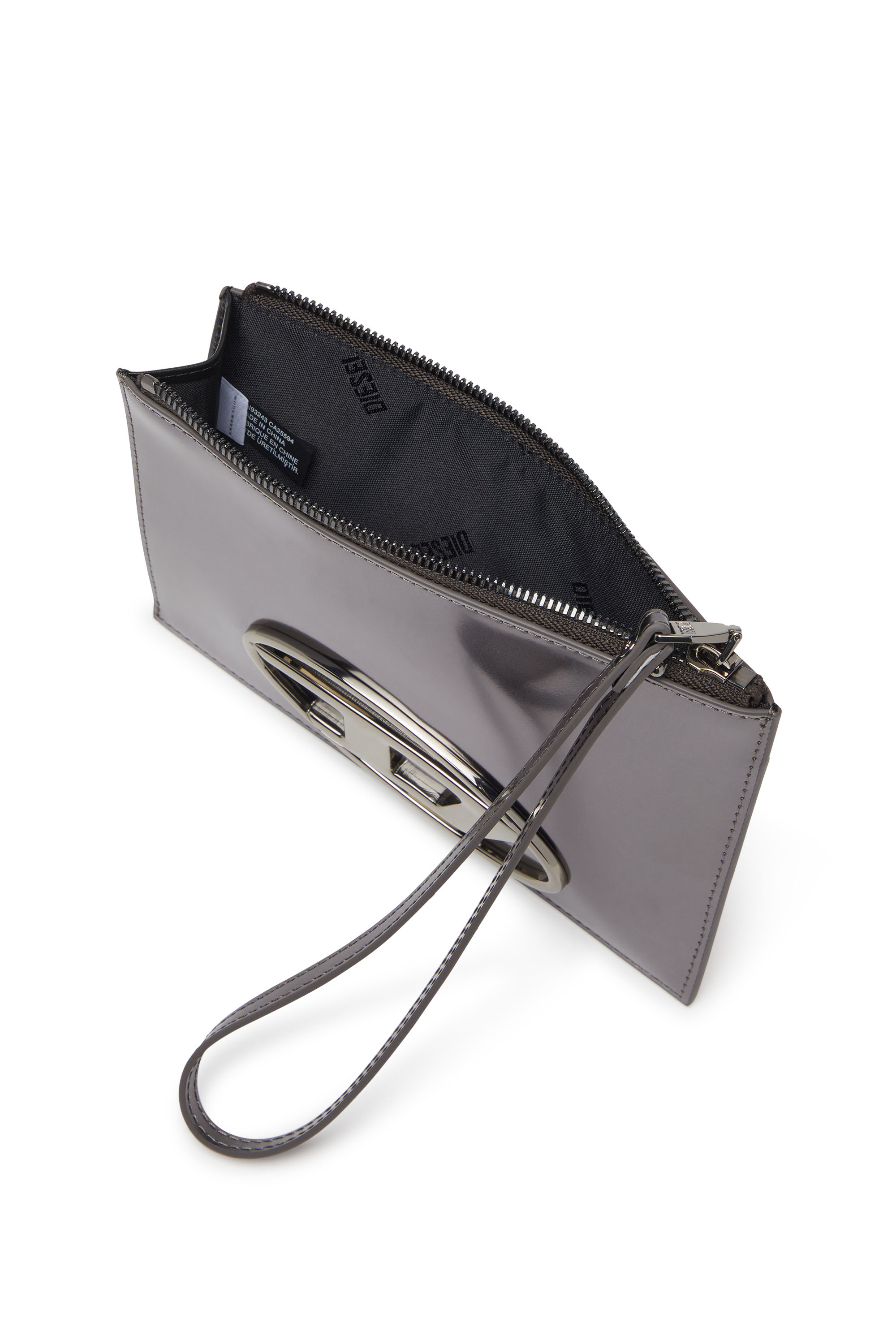 Diesel - 1DR POUCH III, Unisex Pouch mit Reißverschluss aus Hochglanzleder in Grau - 4