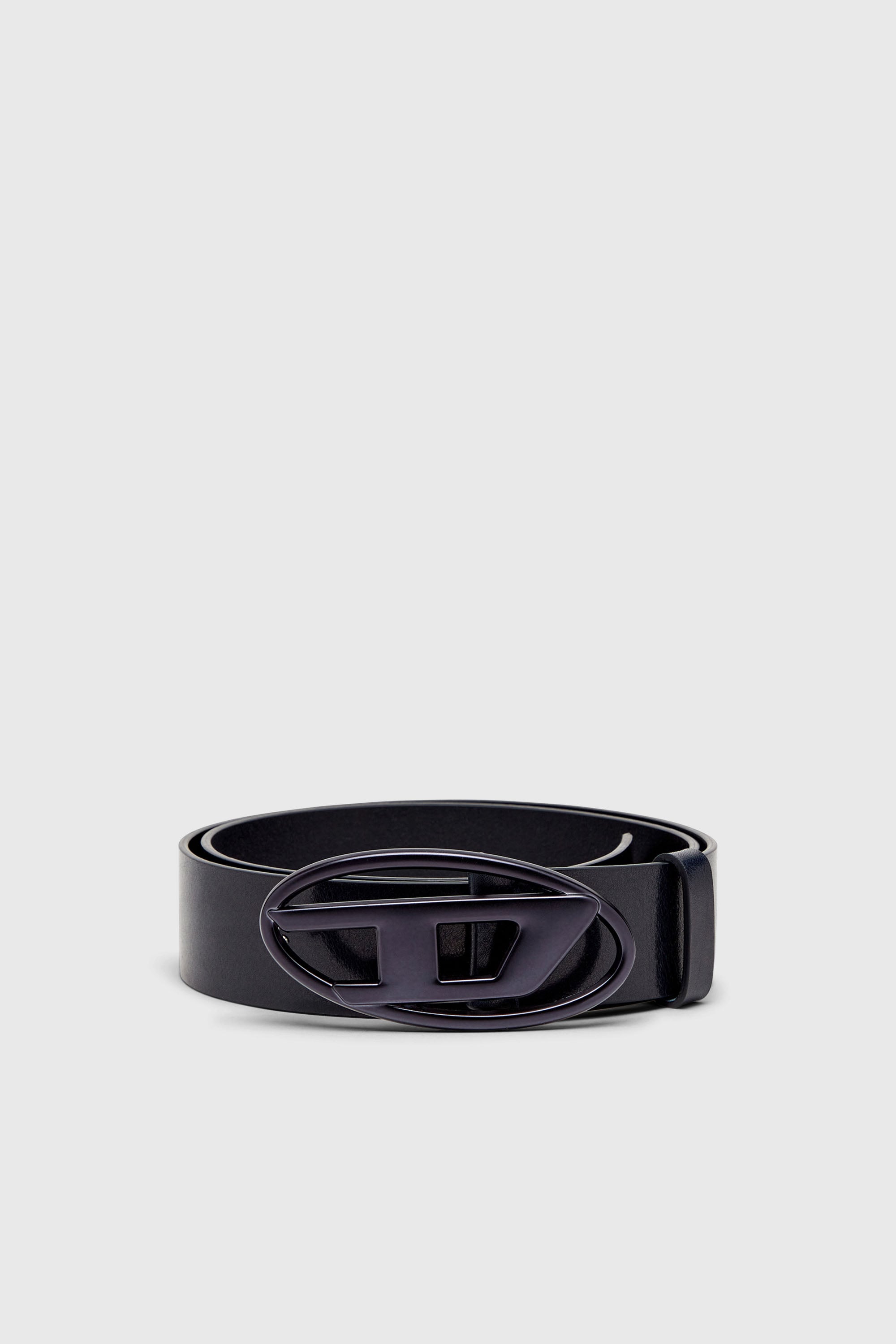 Diesel - B-1DR, Unisex 3.9cm G&uuml;rtel aus Leder mit Metallic-Oval D-Schnalle in Dunkelblau - 1