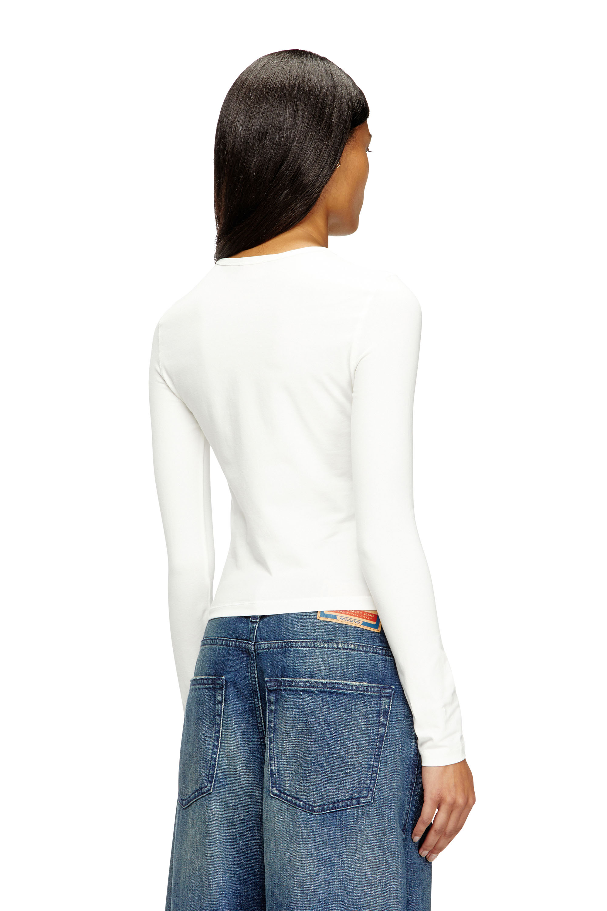Diesel - T-UNCUTIESLONG-LS-OD, Woman's Cotton sweater with Oval D logo in null - 4
