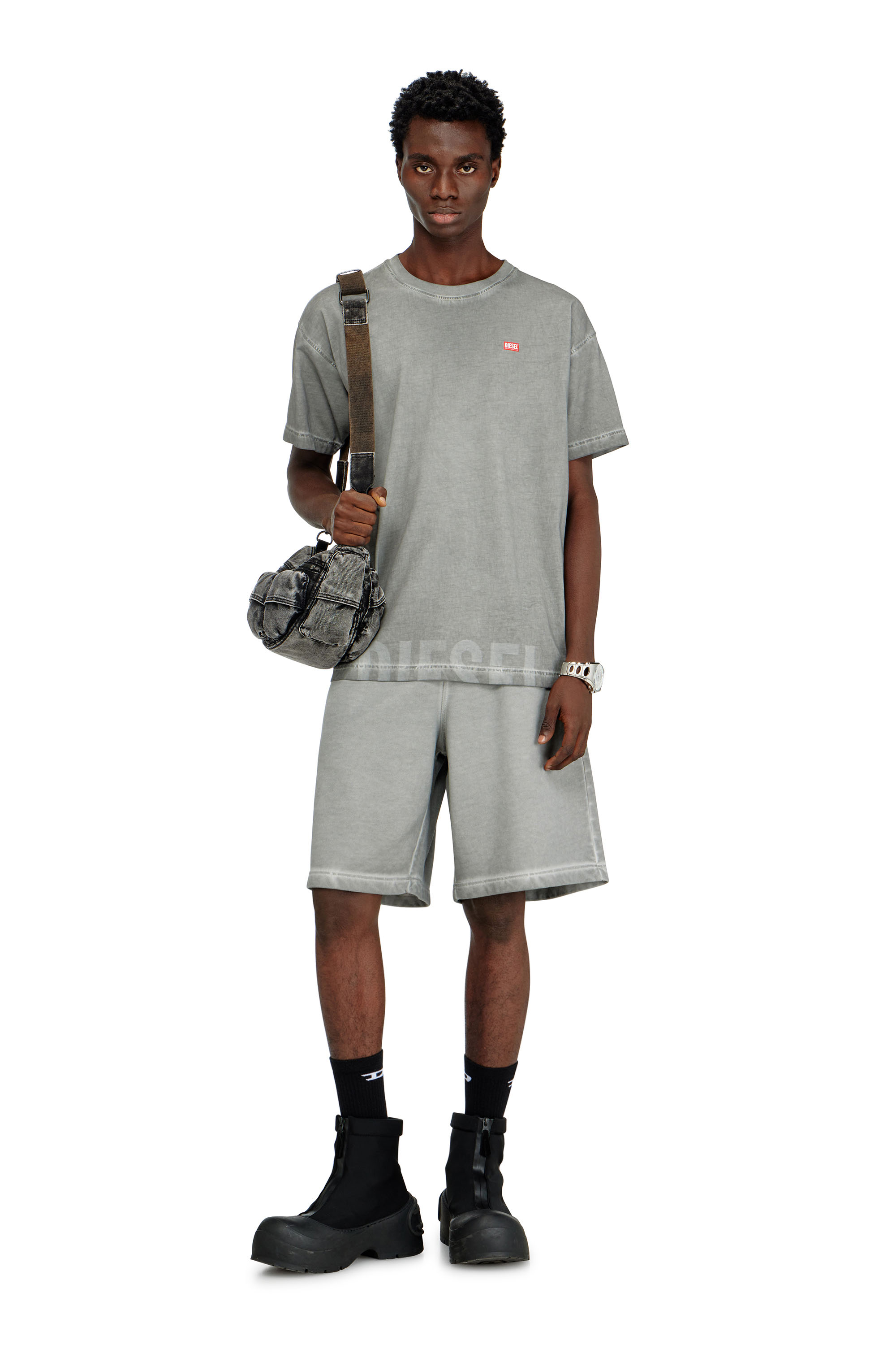 Diesel - T-NORM-T7, Herren T-Shirt aus Baumwolle mit Rundhalsausschnitt und Druck in Grau - 2