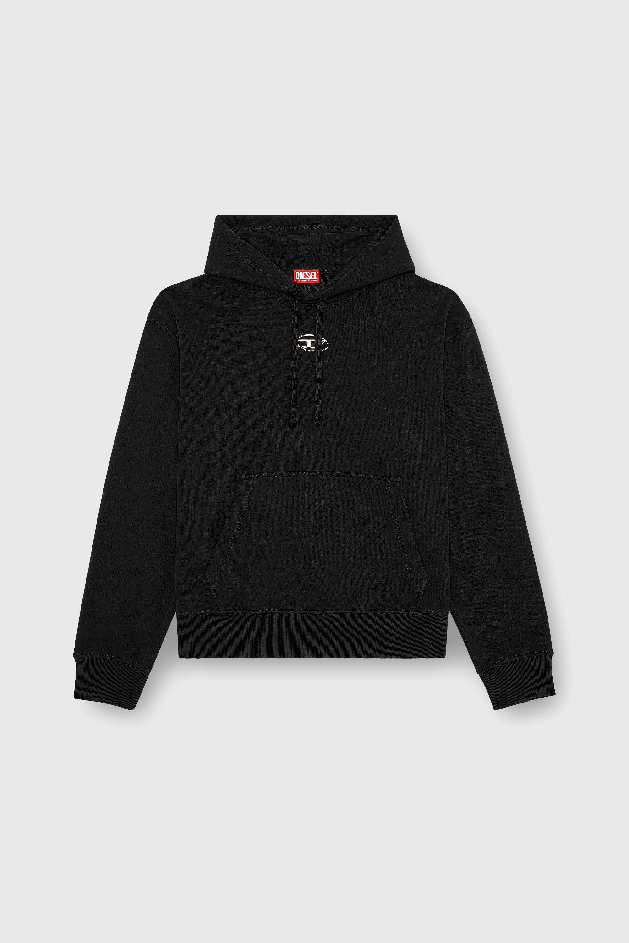 Diesel - S-MACS-HOOD-OD, Herren Hoodie in &Uuml;bergr&ouml;&szlig;e mit Metallic-Logo in Schwarz - 2