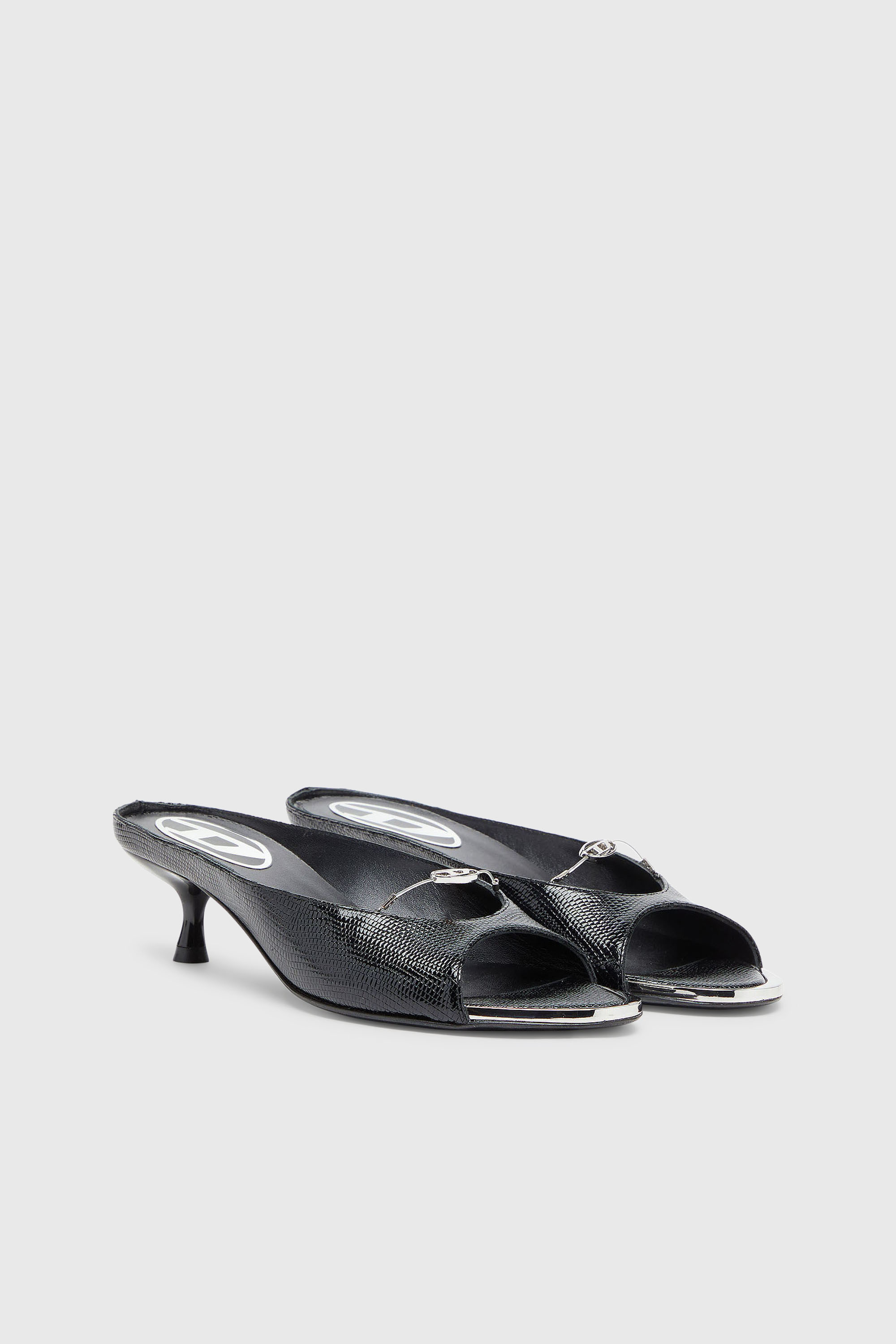 Diesel - D-DIAM'S-SA-40, Damen D-Diam's &ndash; Lederpantolette mit schwebendem Oval-D in Schwarz - 2